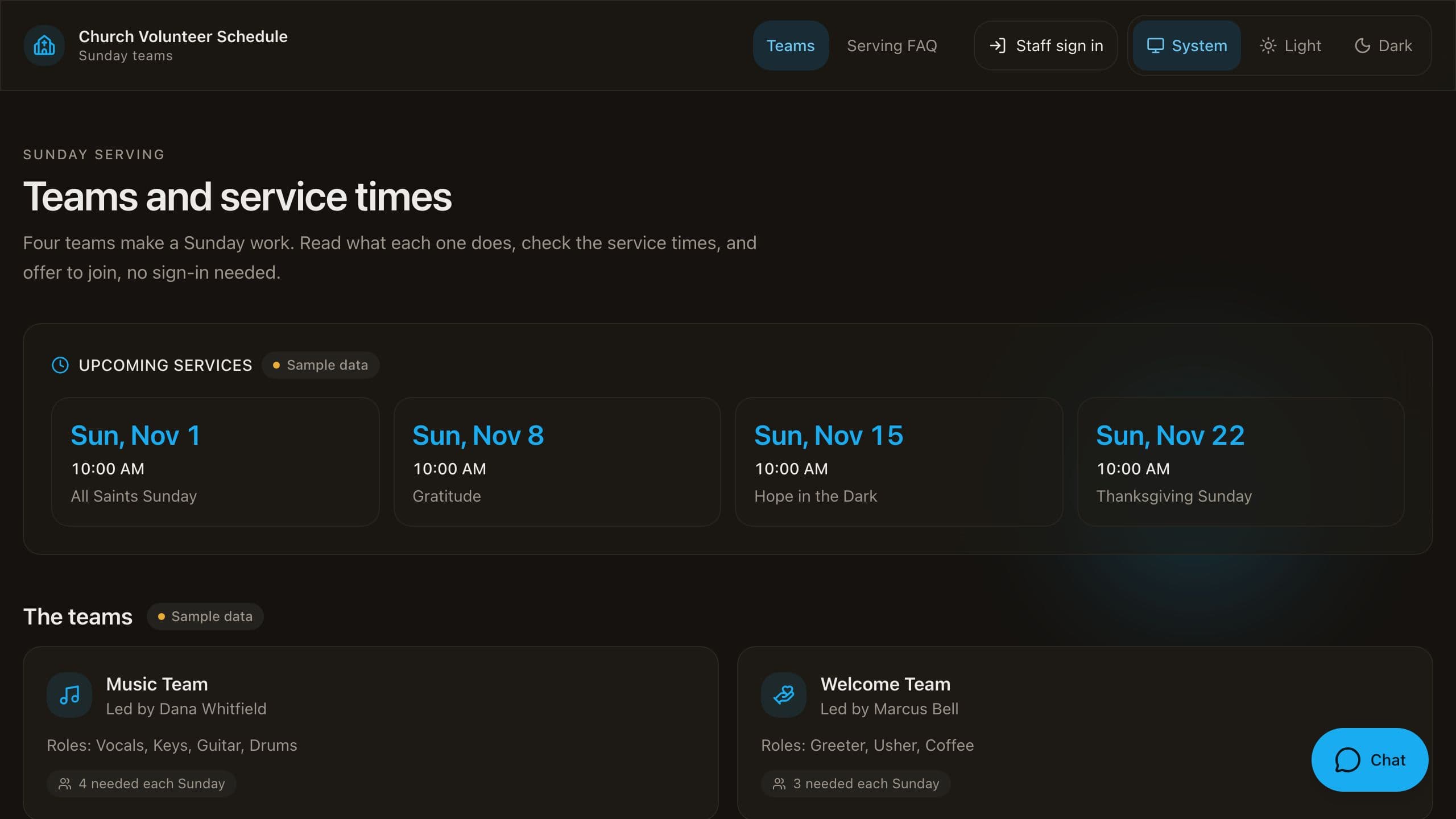 Church Volunteer Schedule preview
