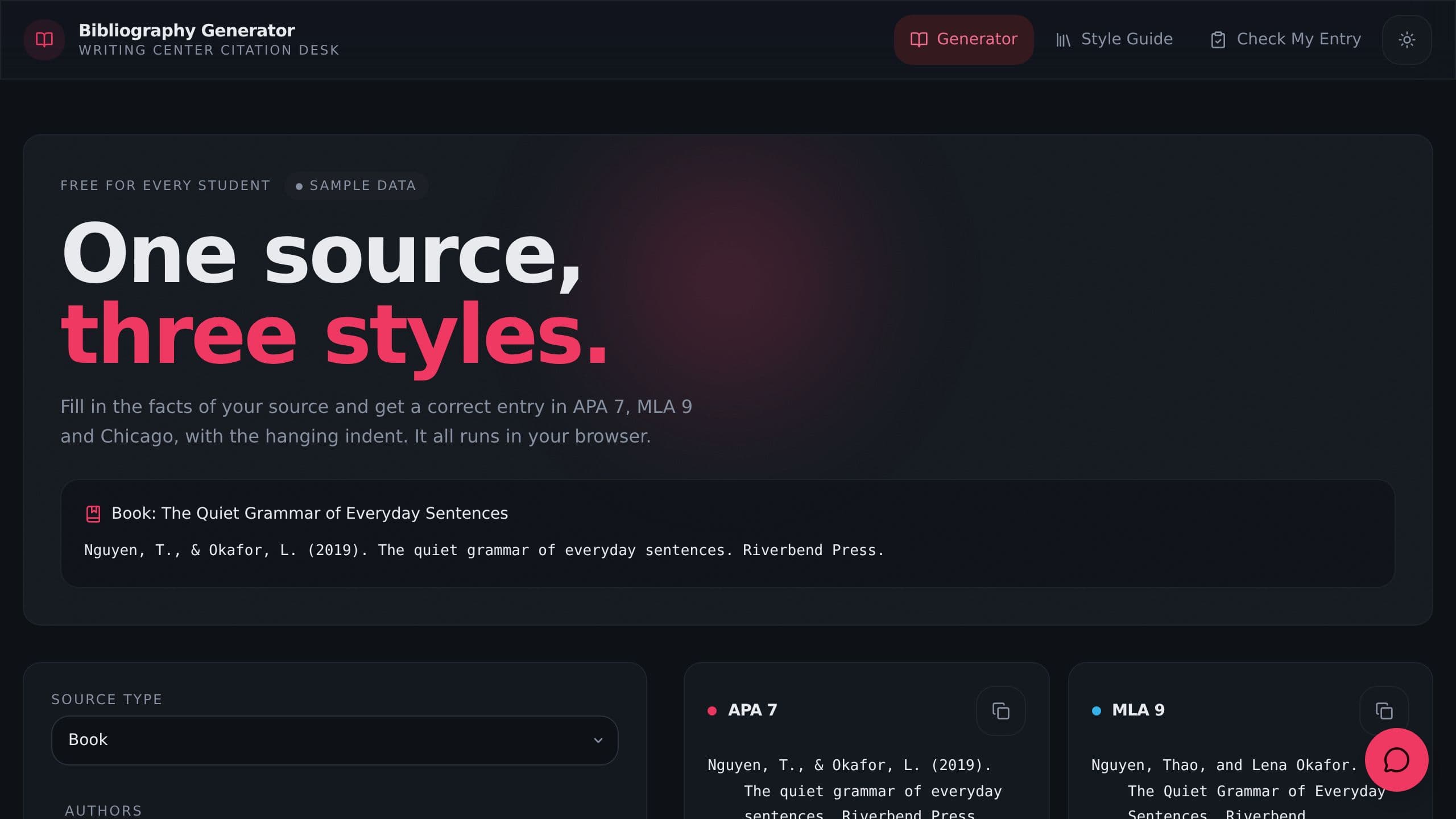 Bibliography Generator preview