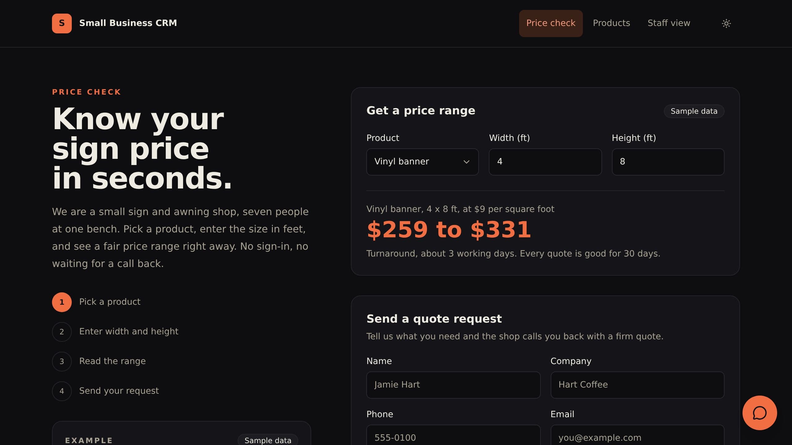 Small Business CRM preview
