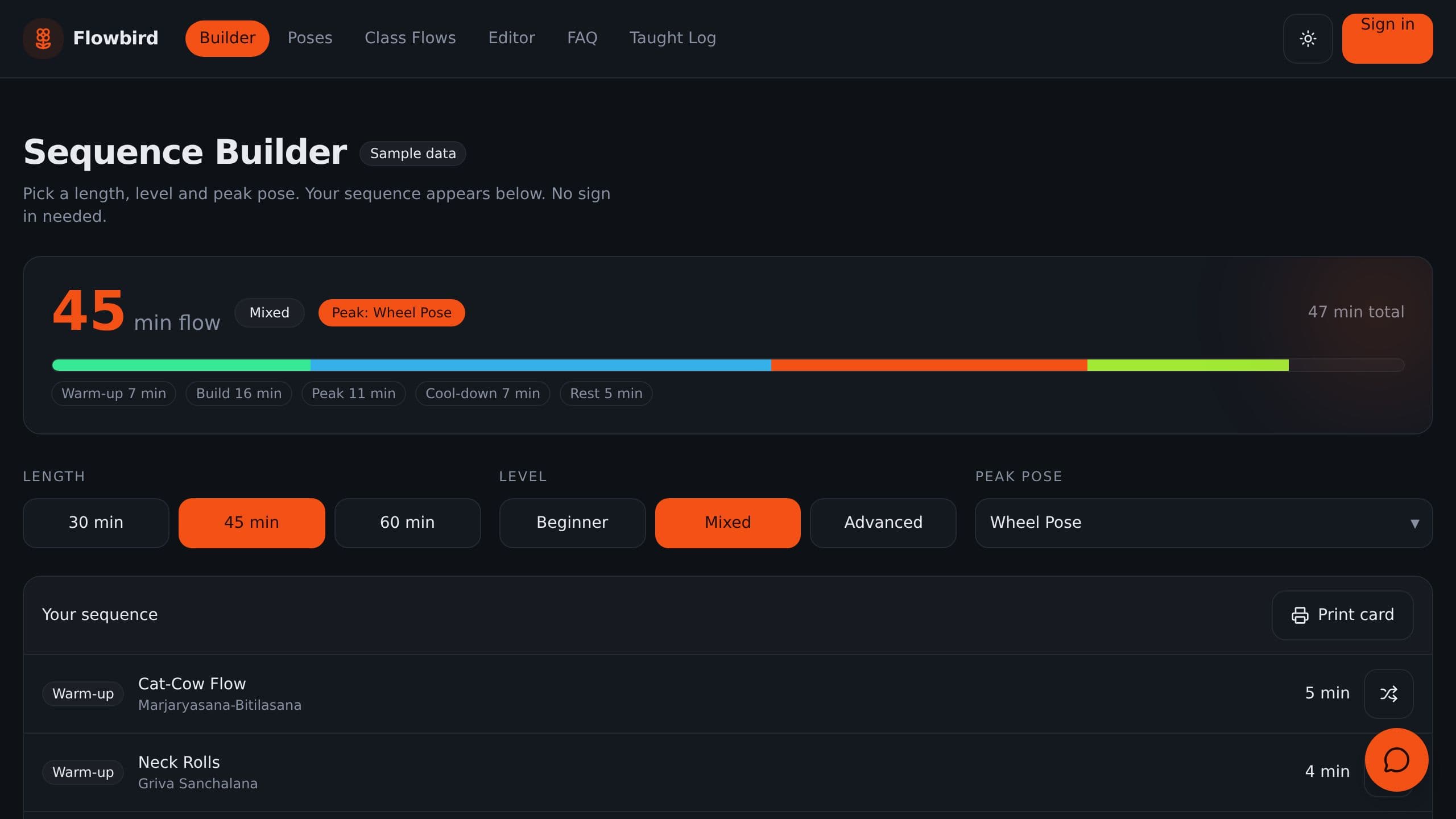 Yoga Sequence Builder preview