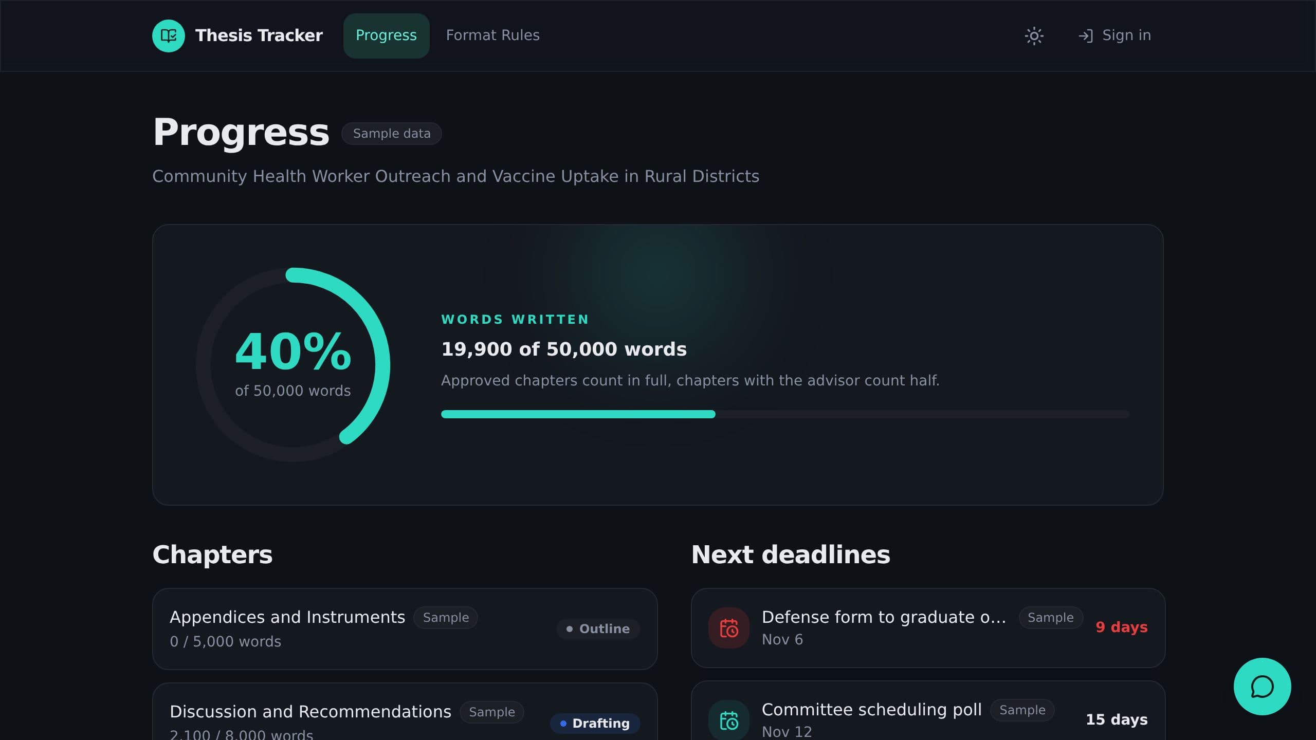 Thesis Tracker preview