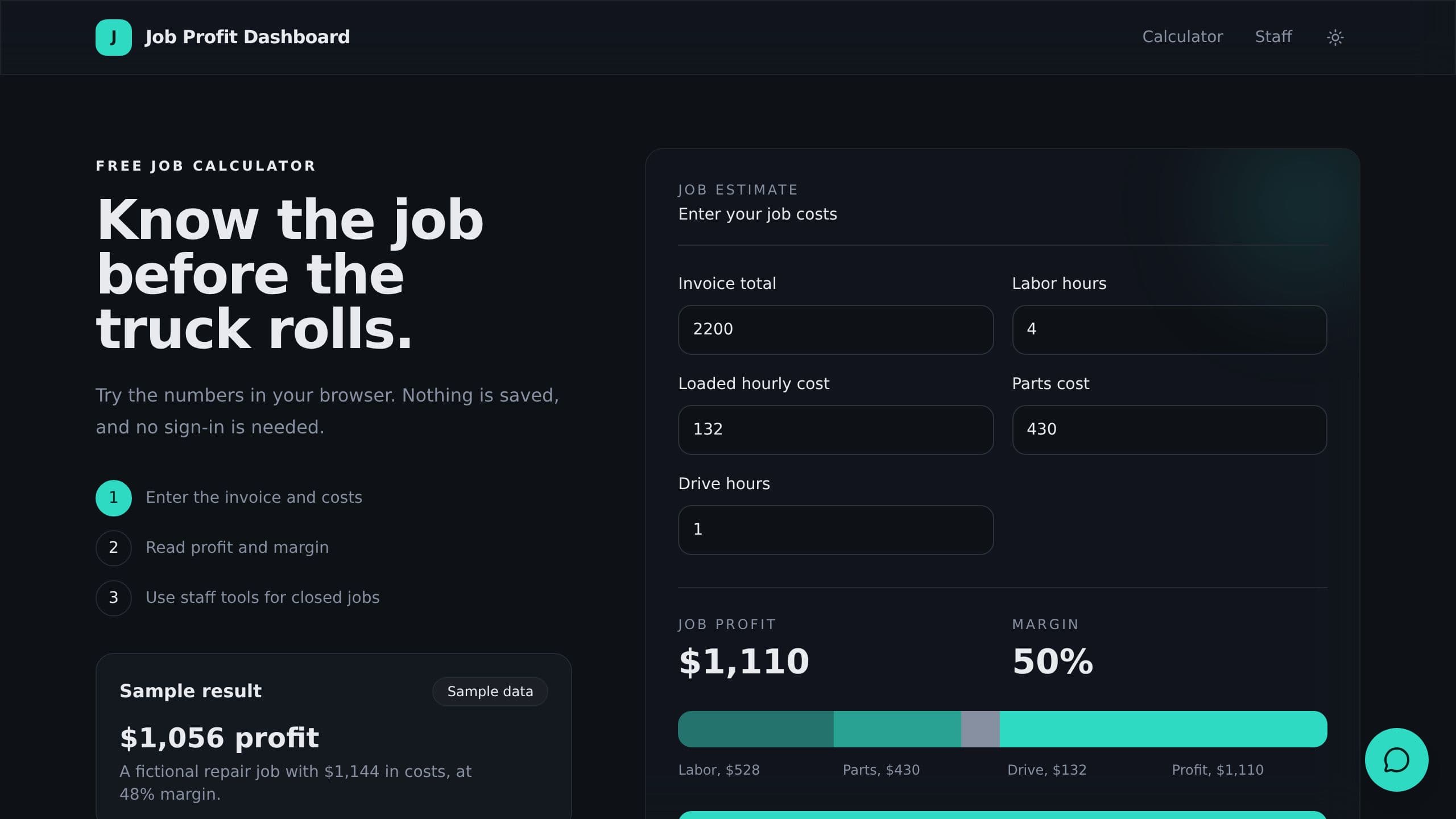 Job Profit Dashboard preview