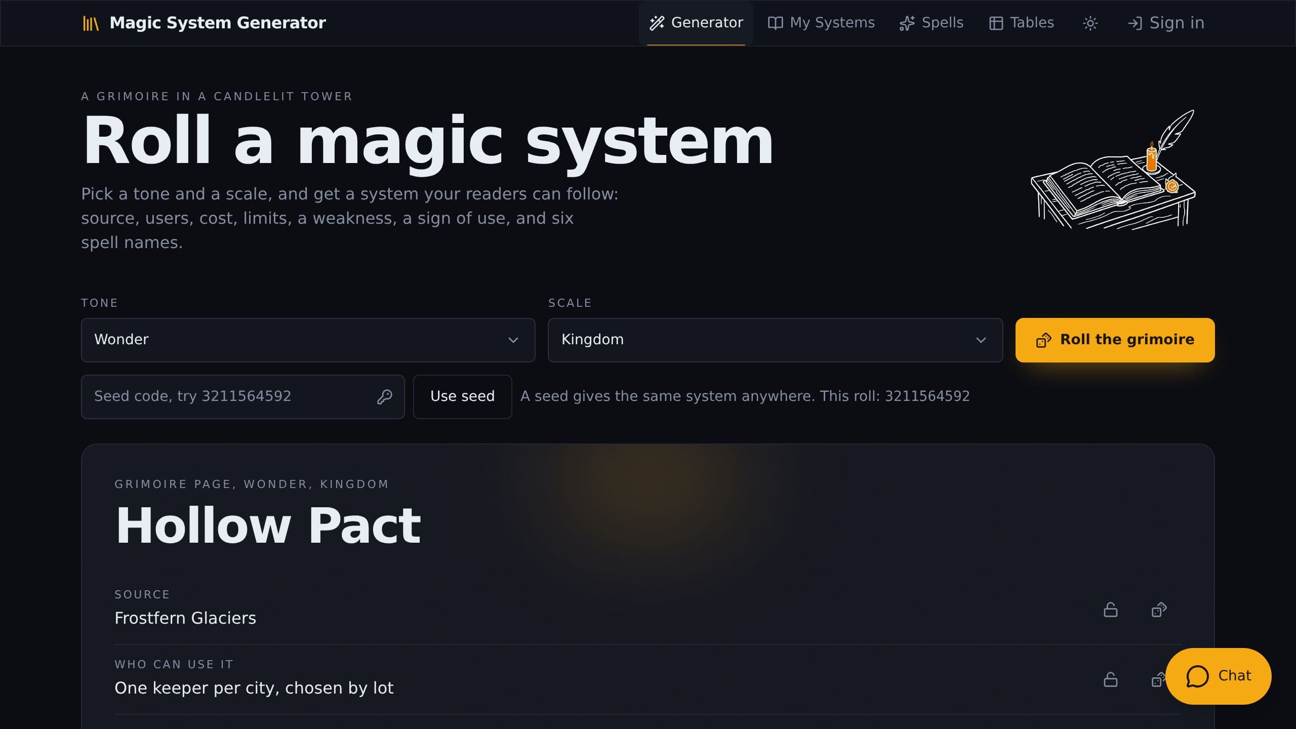 Magic System Generator preview