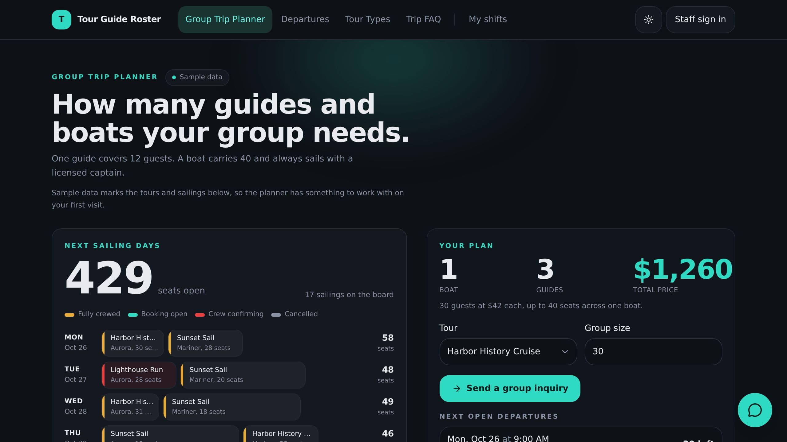 Tour Guide Roster preview