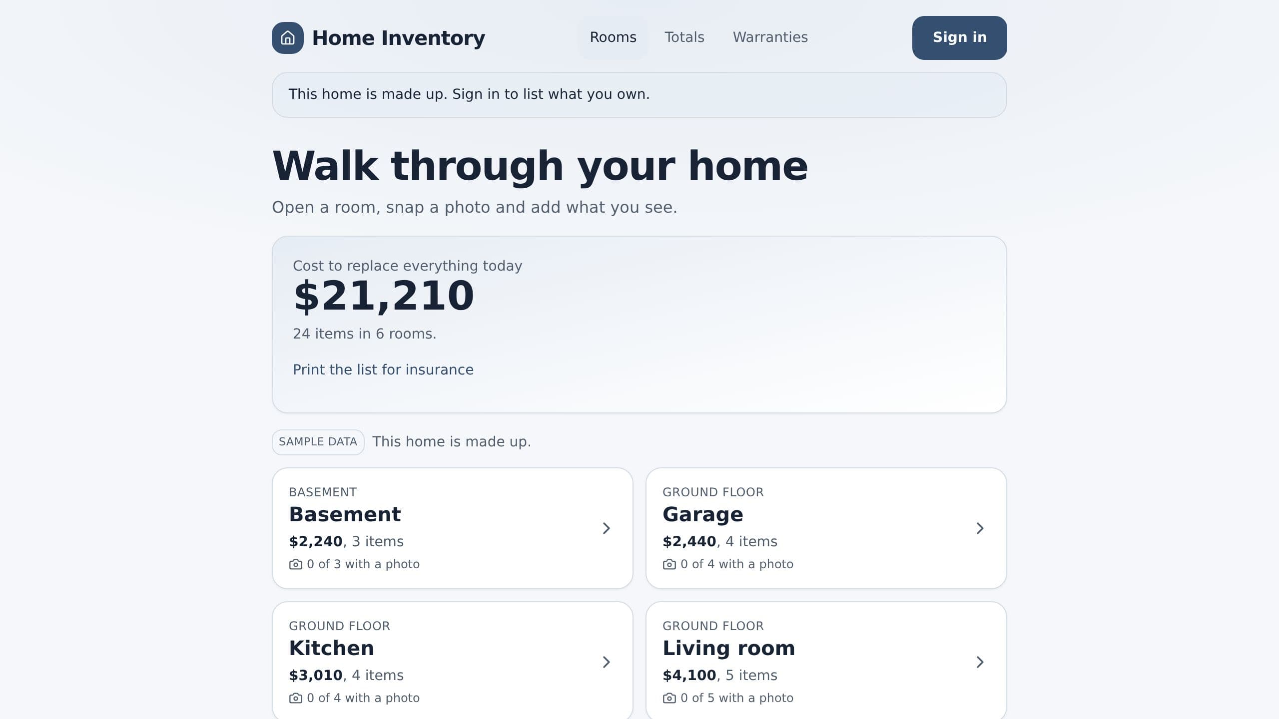 Home Inventory preview