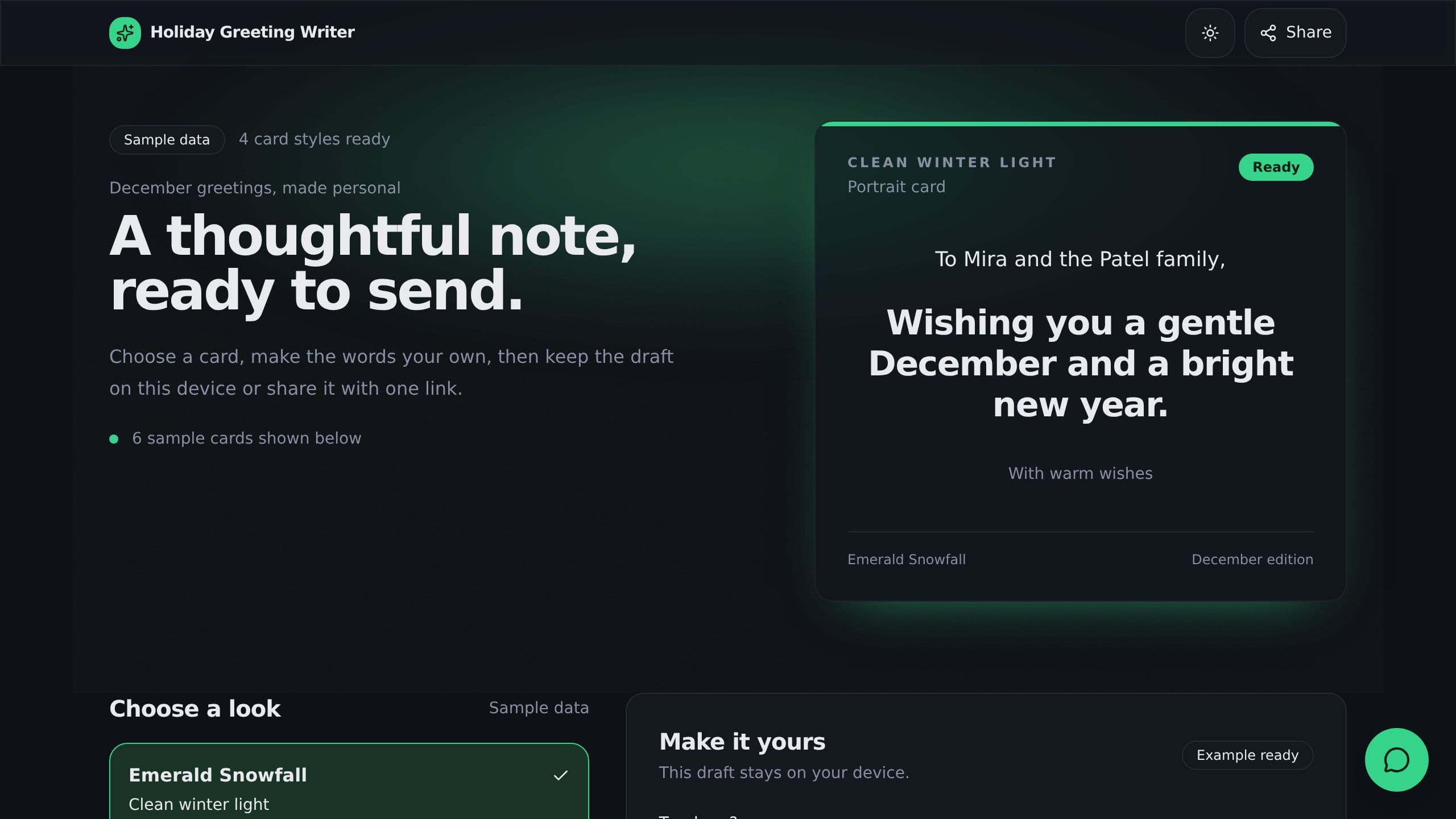 Holiday Greeting Writer preview
