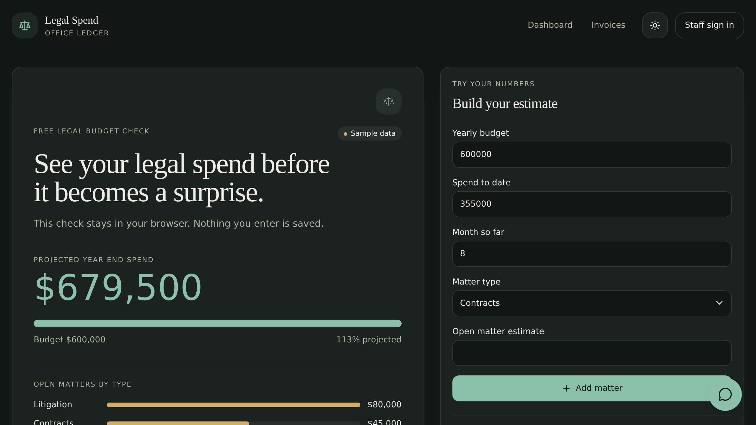 Legal Spend Dashboard preview