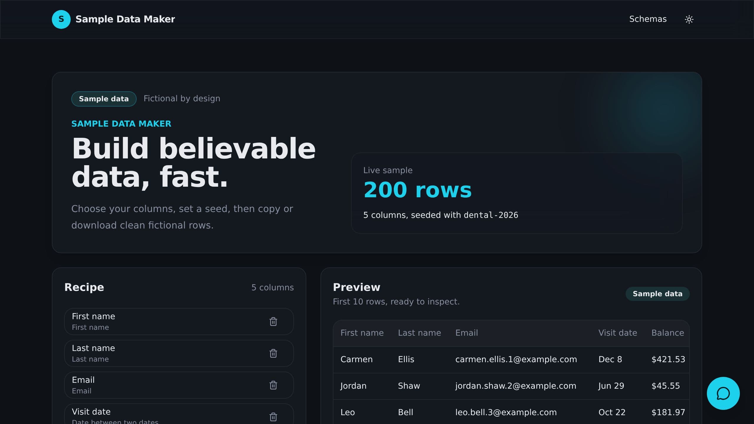 Sample Data Maker preview