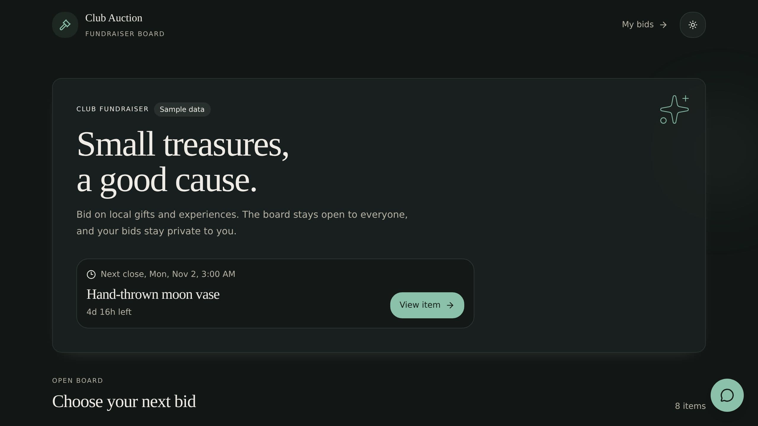 Fundraiser Auction Board preview