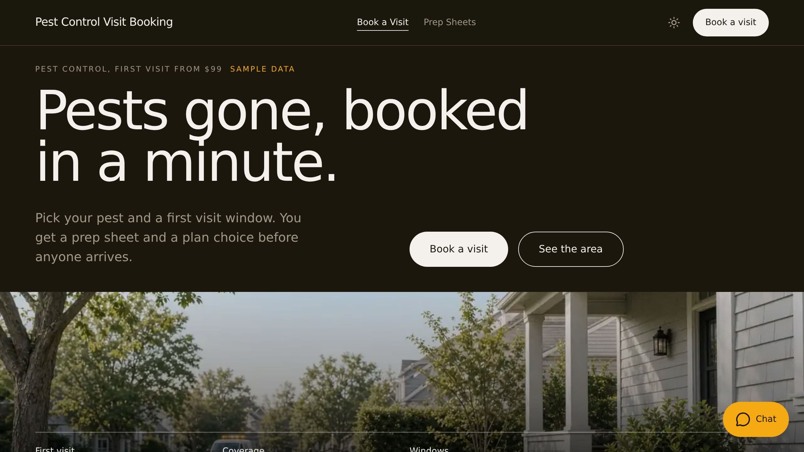 Pest Visit Booking preview