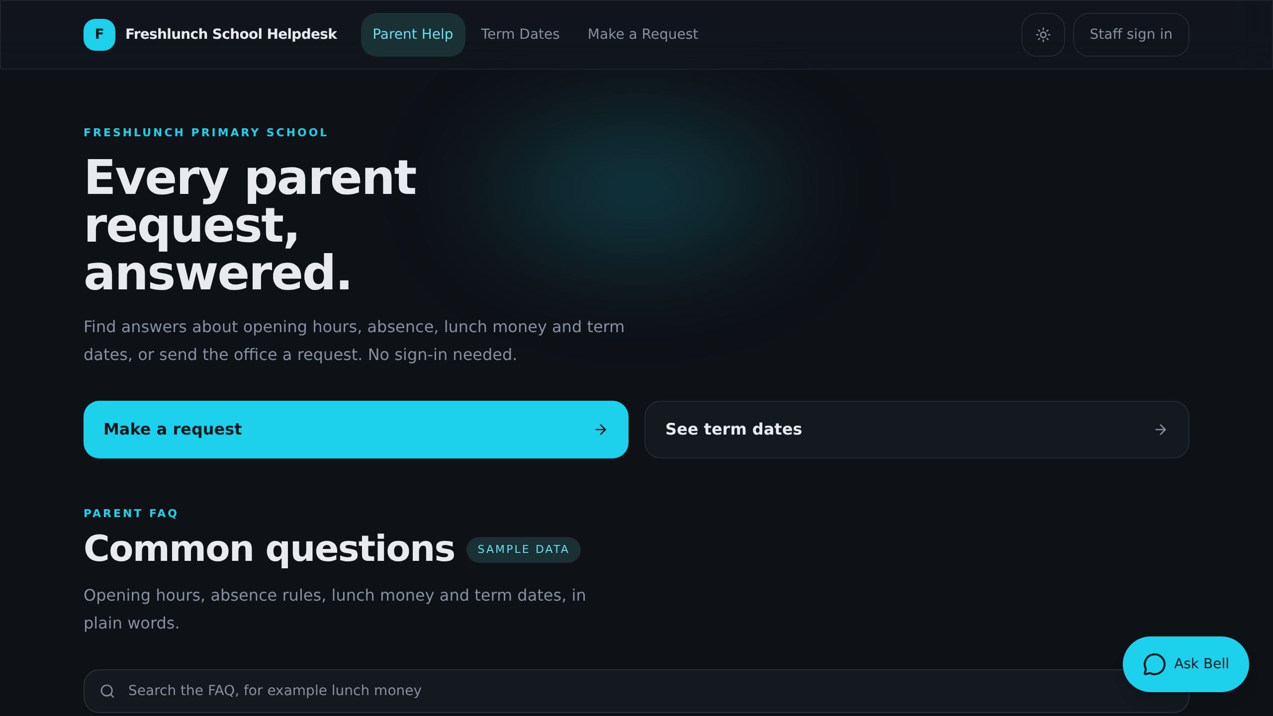 Freshlunch School Helpdesk preview