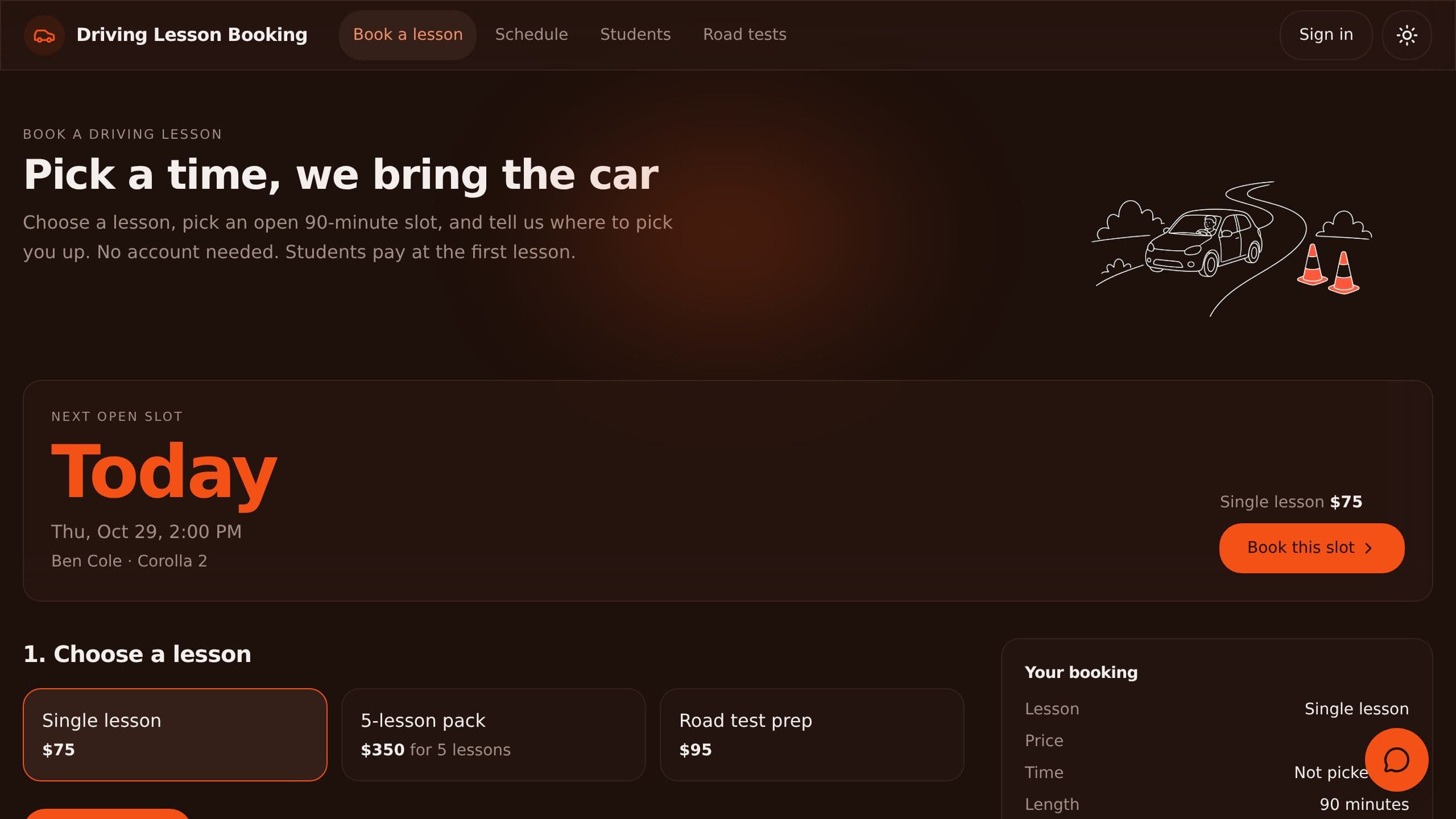 Driving Lesson Booking preview