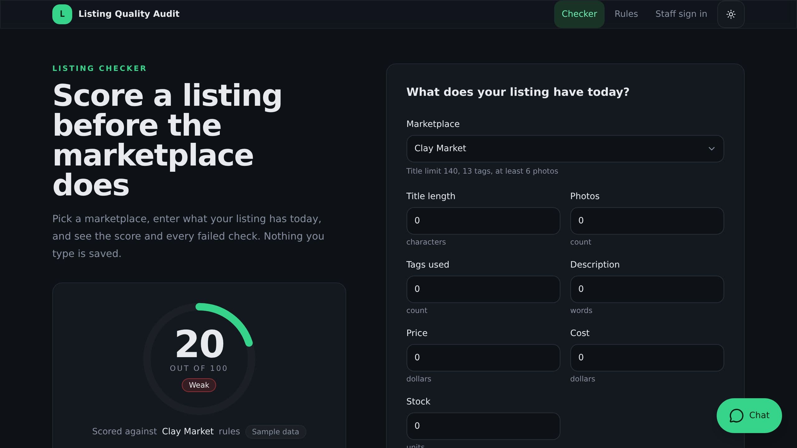 Listing Quality Audit preview