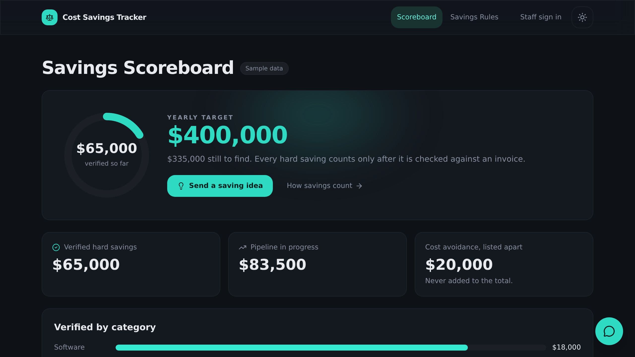 Cost Savings Tracker preview