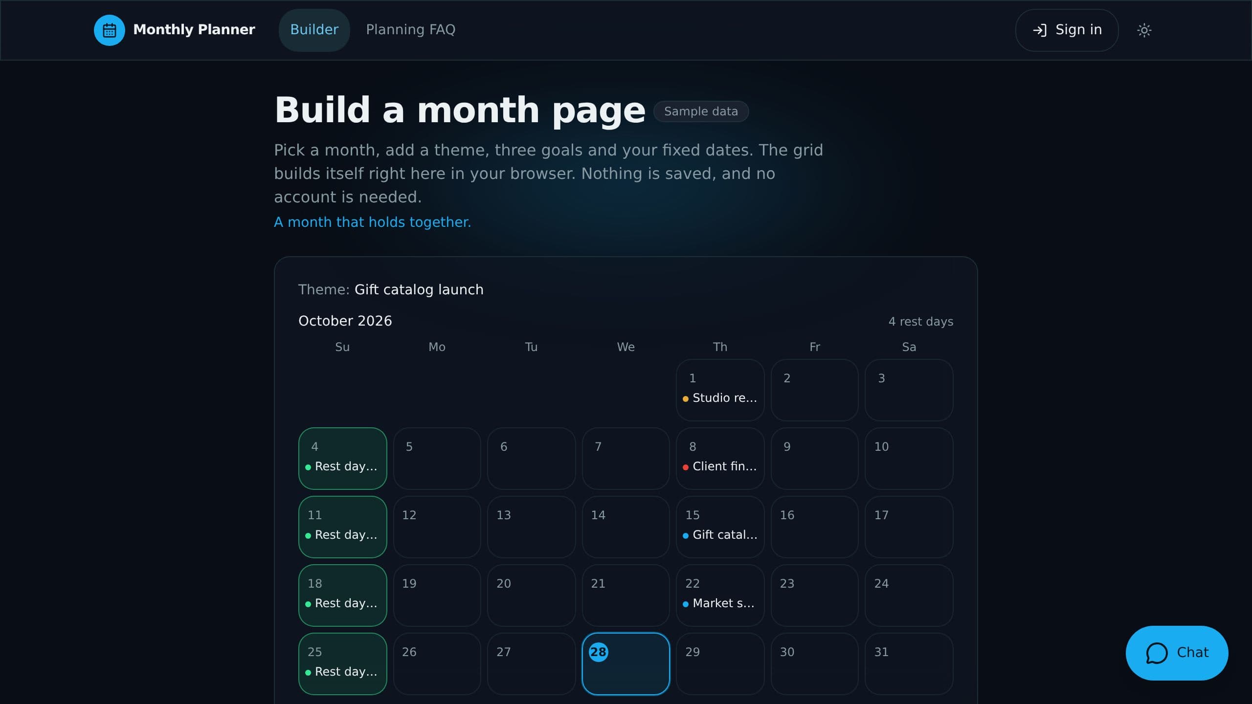 Monthly Planner preview
