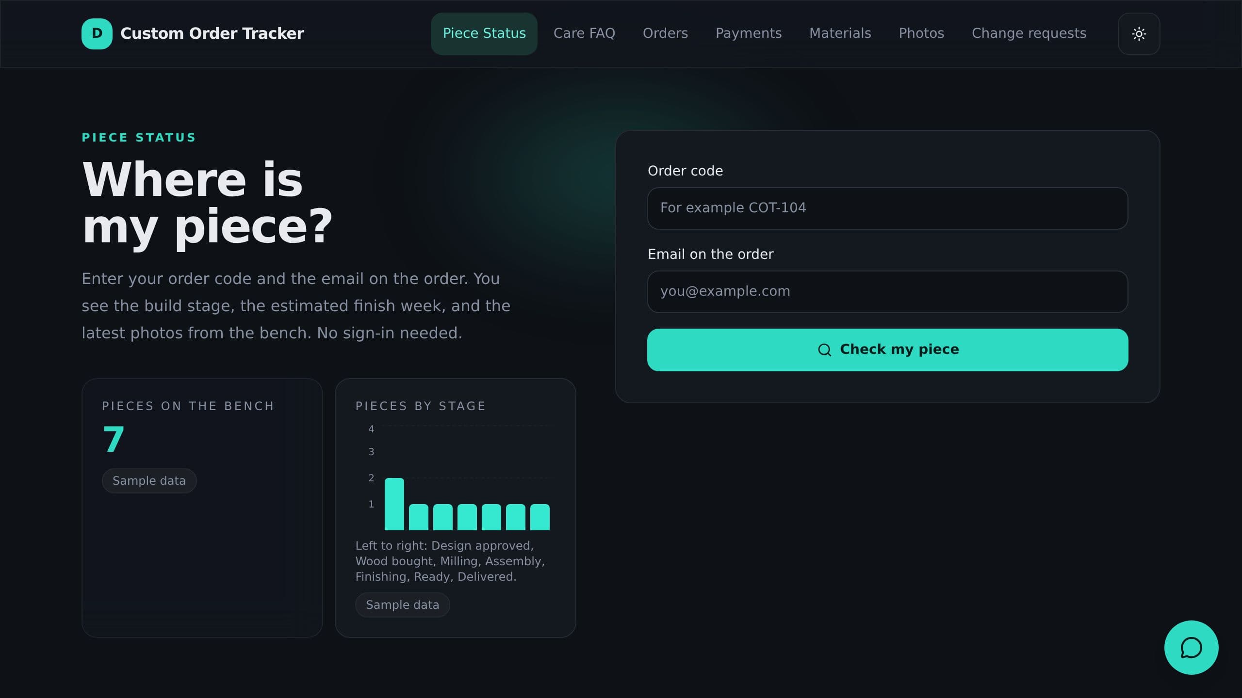 Custom Order Tracker preview