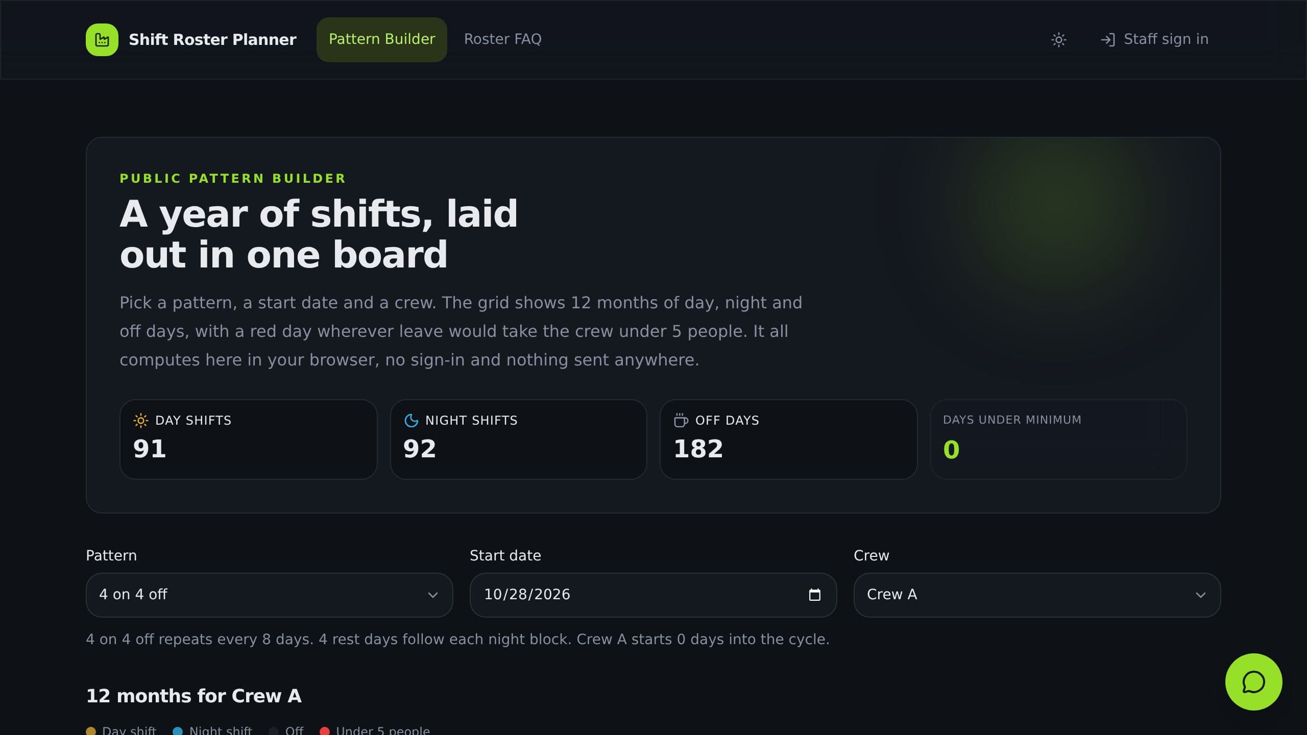 Shift Roster Planner preview