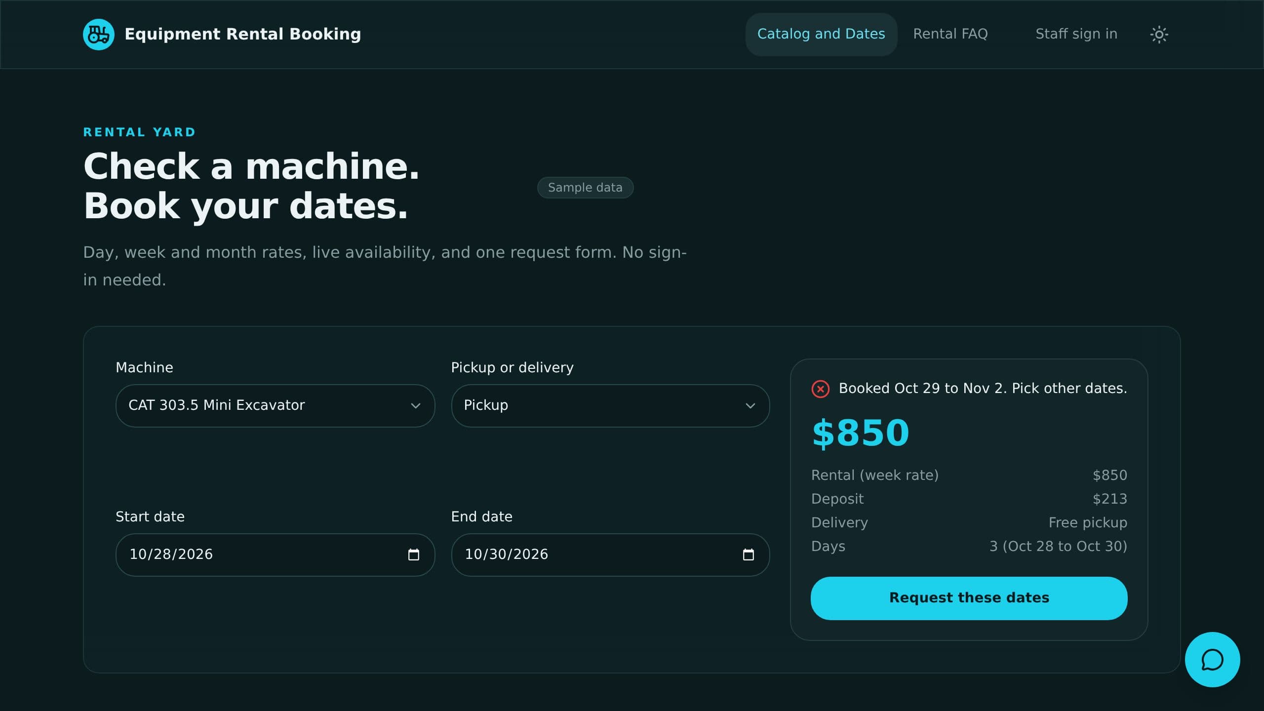 Equipment Rental Booking preview