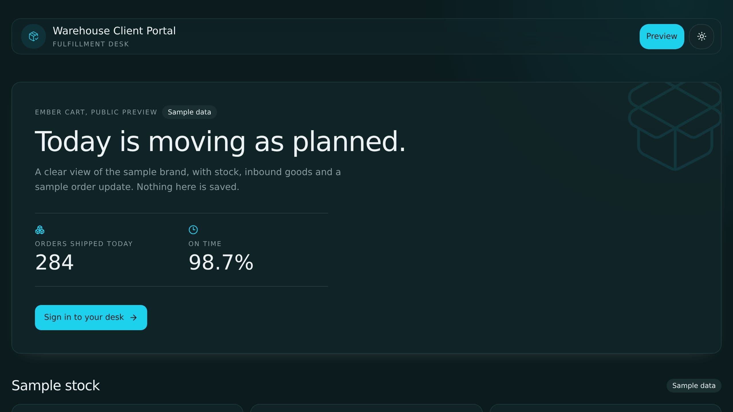 Warehouse Client Portal preview