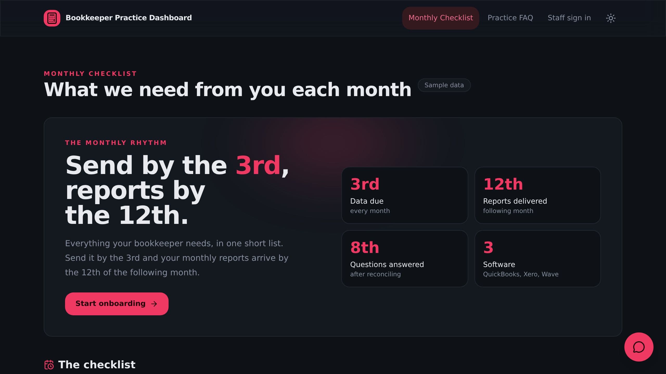 Bookkeeper Practice Dashboard preview
