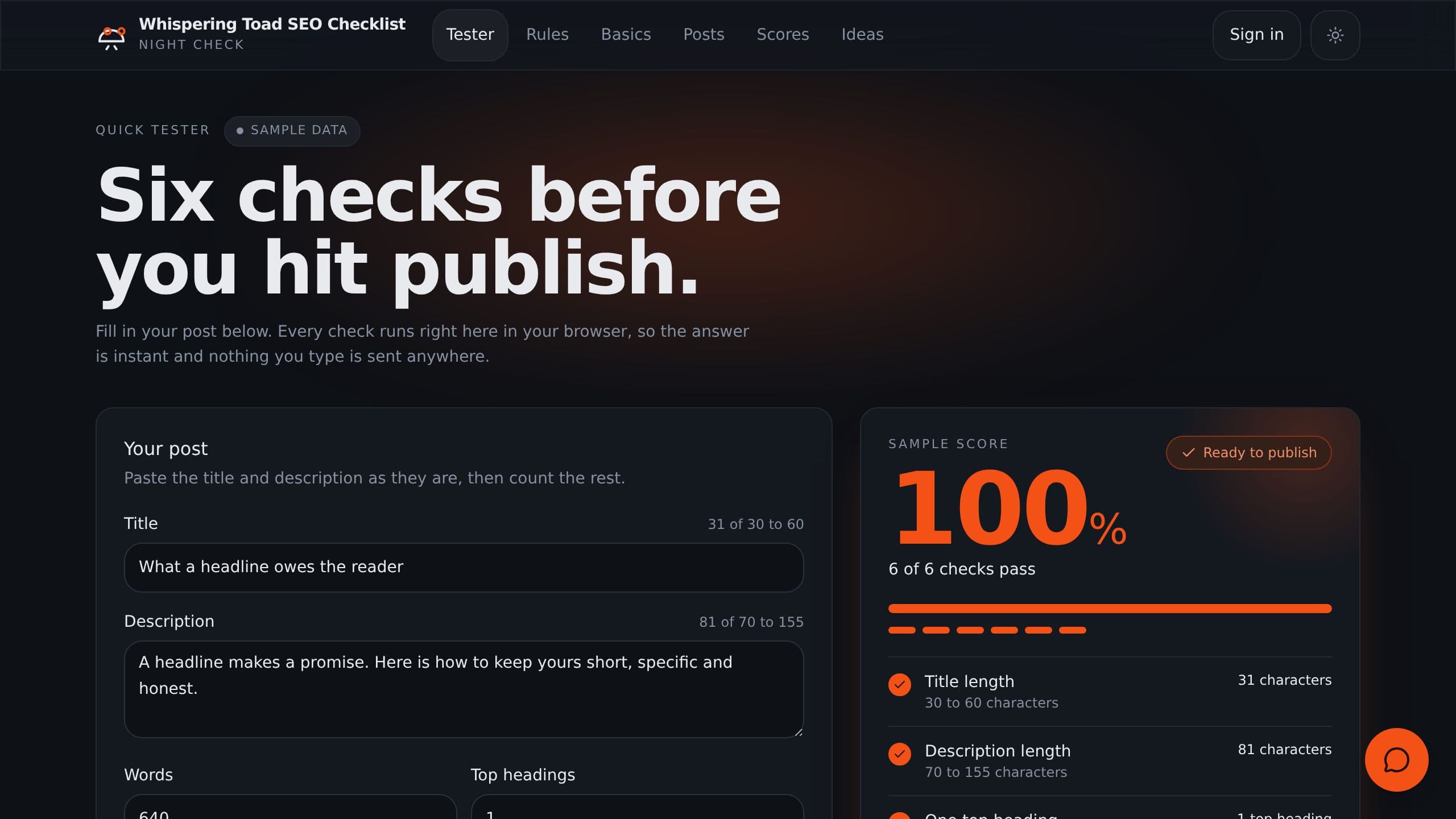 Whispering Toad SEO Checklist preview