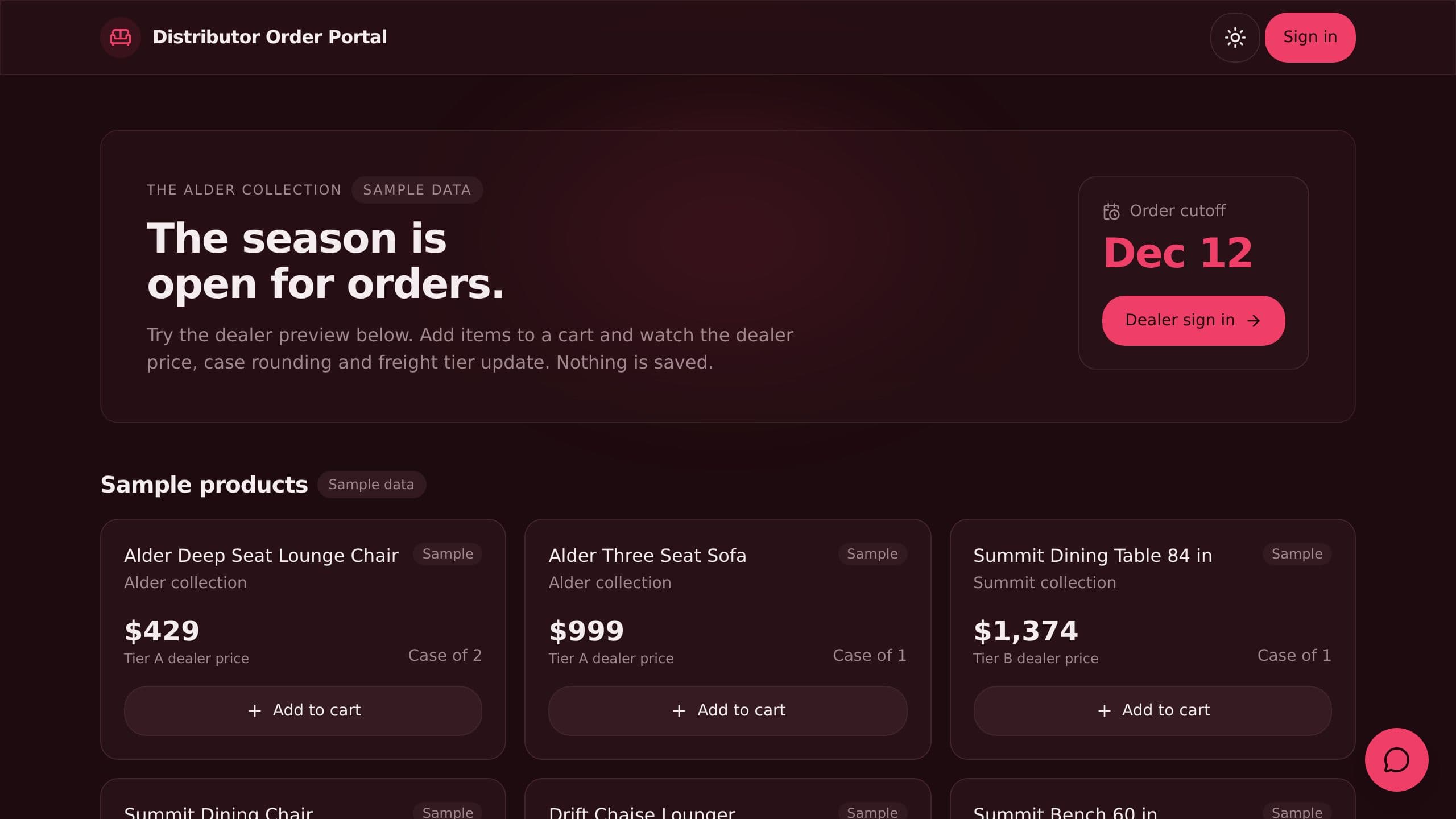 Distributor Order Portal preview