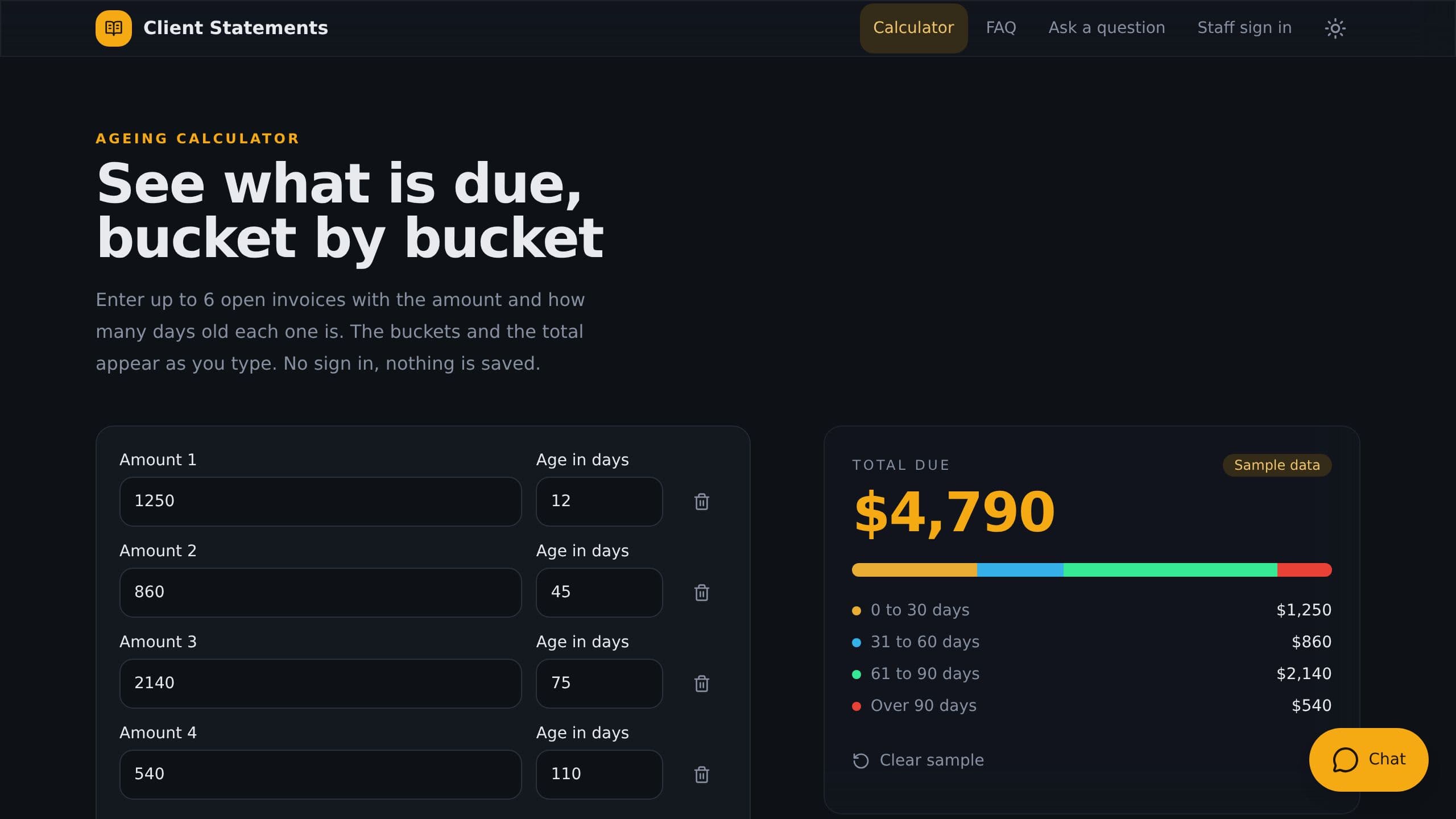 Client Statements preview