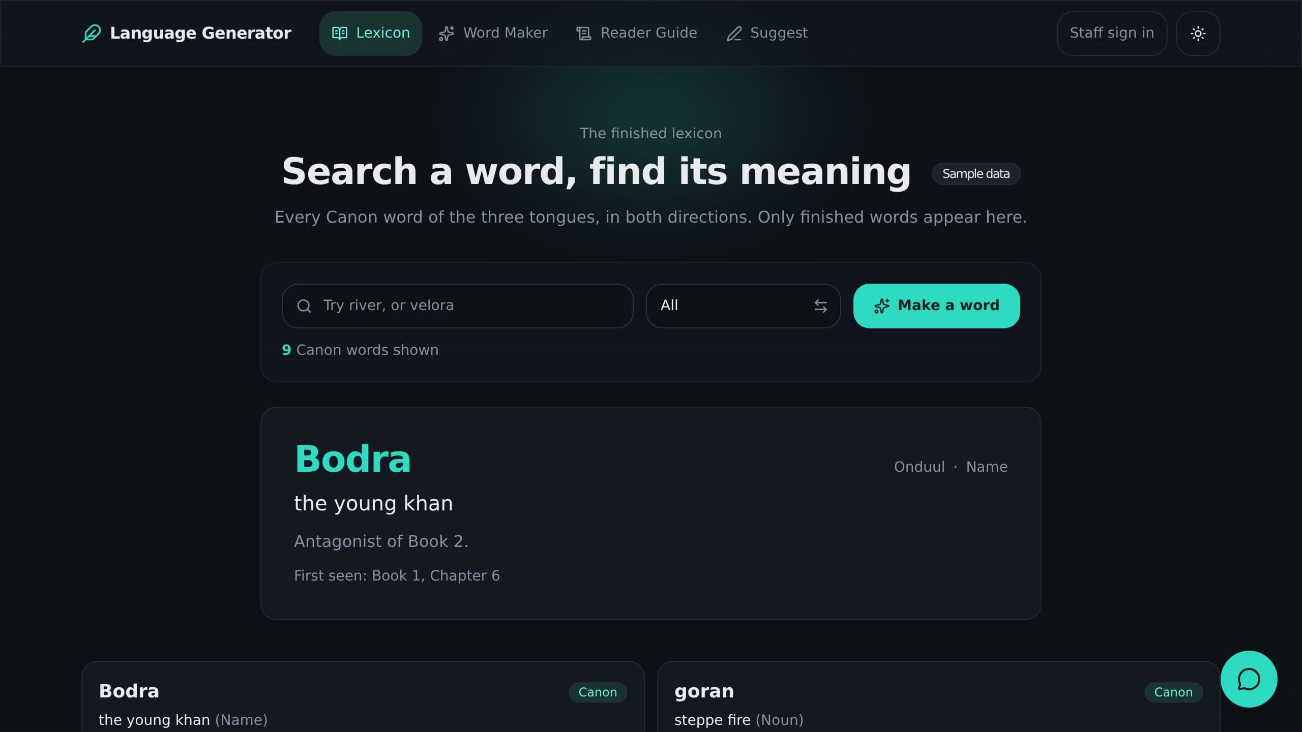 Language Generator preview