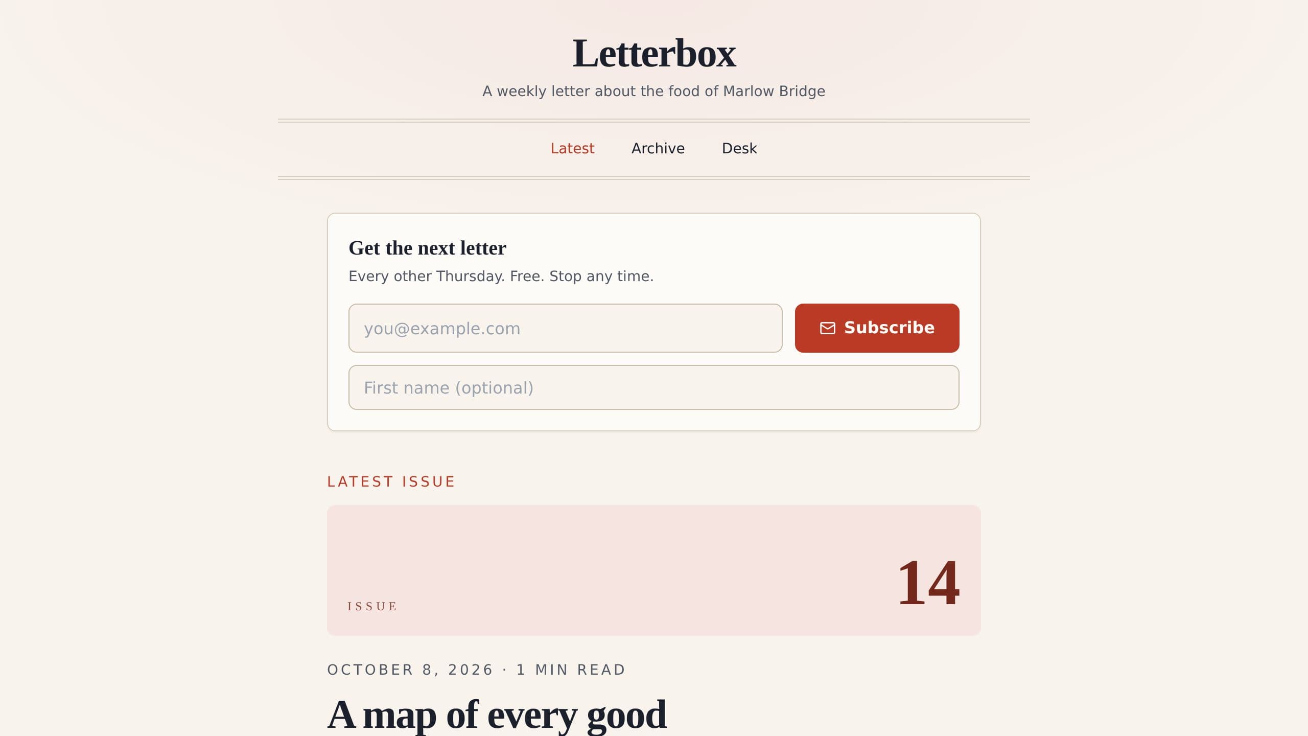 Letterbox Newsletter preview