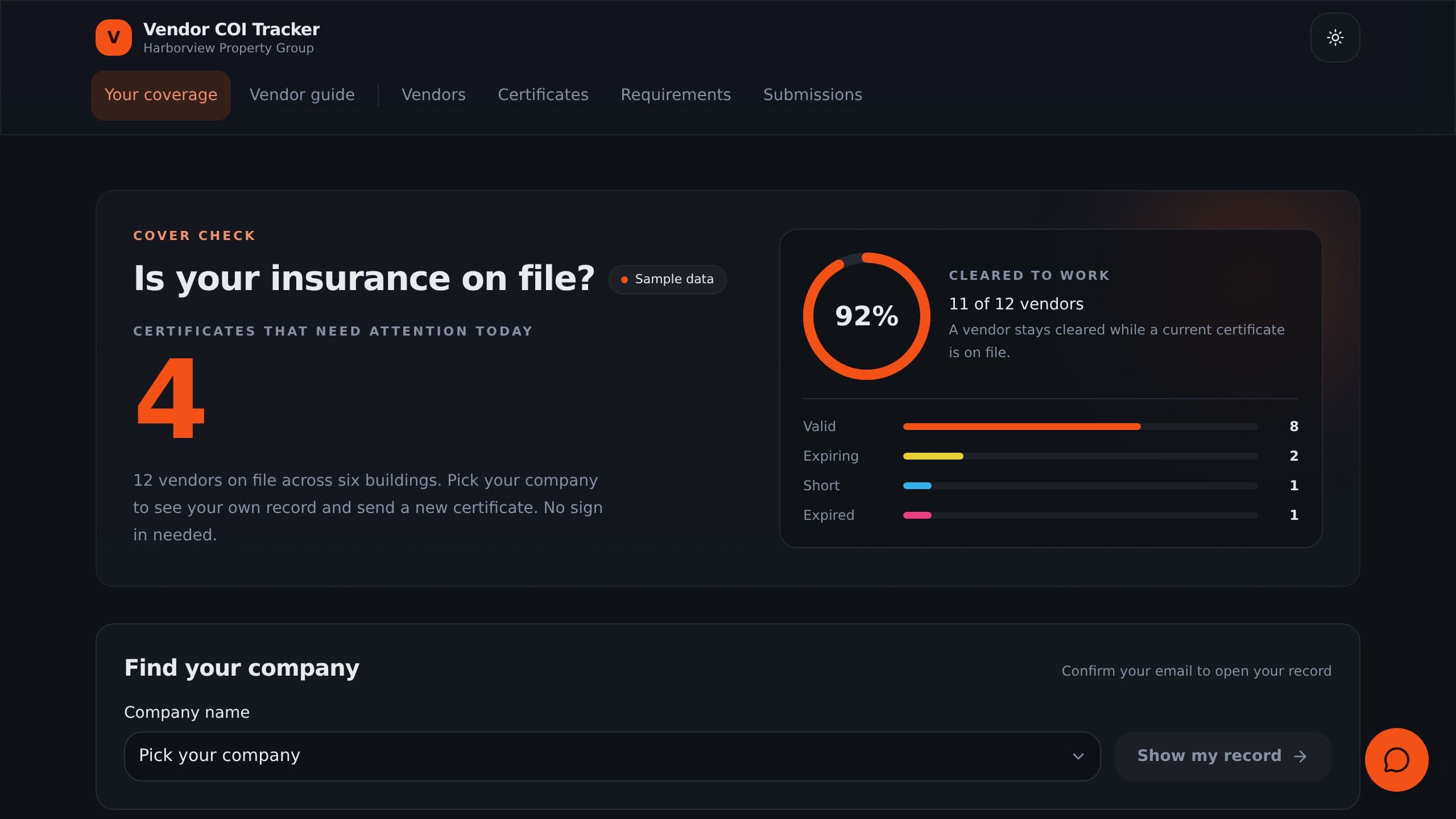 Vendor COI Tracker preview