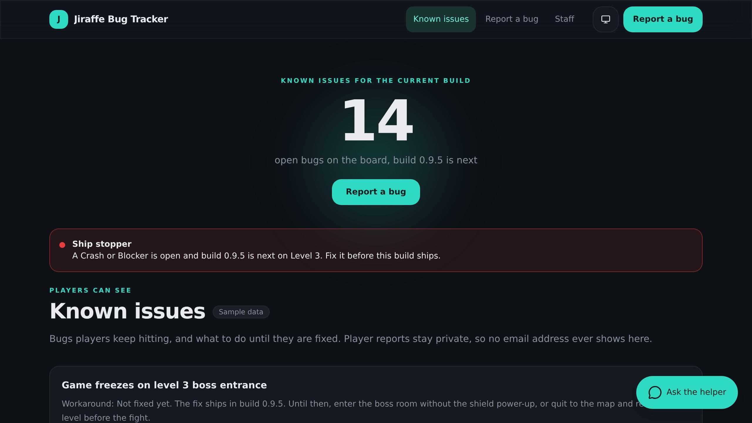 Jiraffe Bug Tracker preview