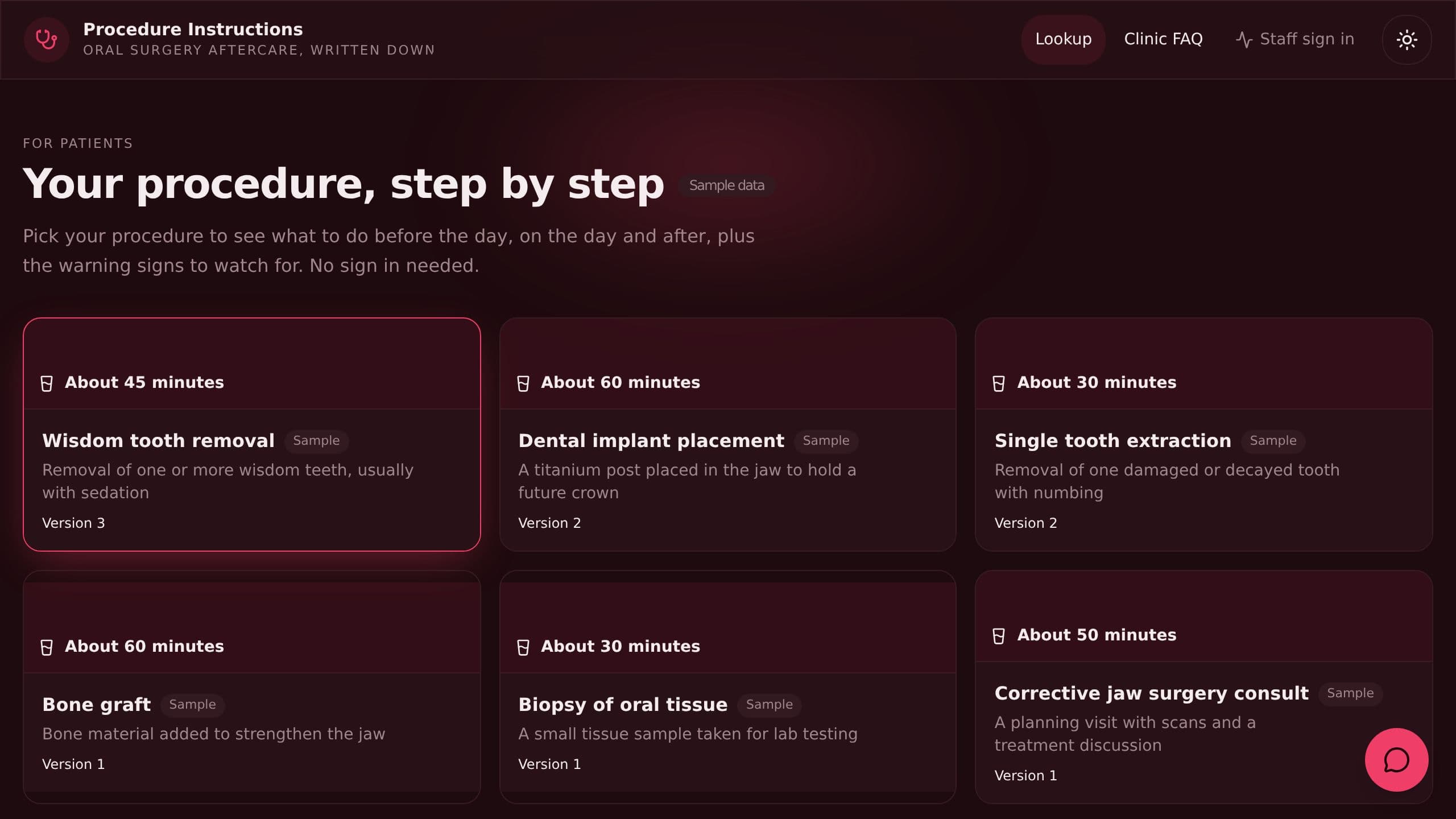 Procedure Instructions preview