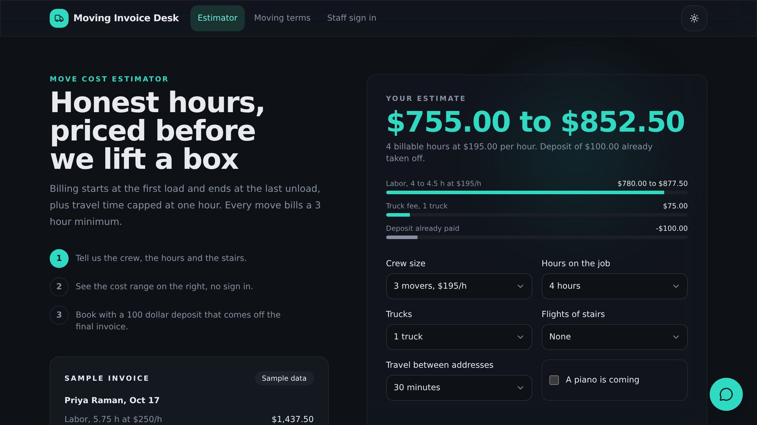 Moving Invoice Desk preview