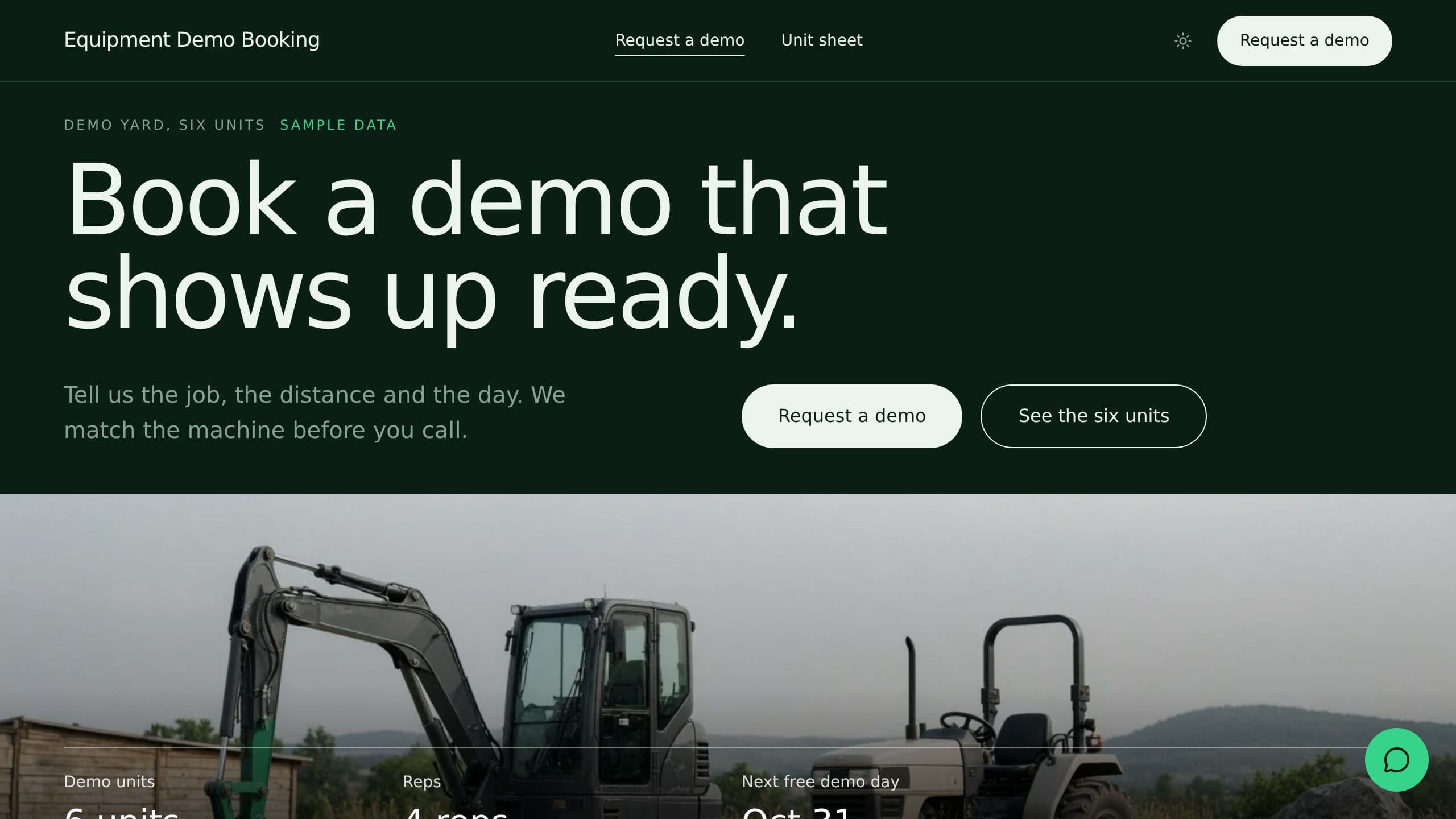 Equipment Demo Booking preview