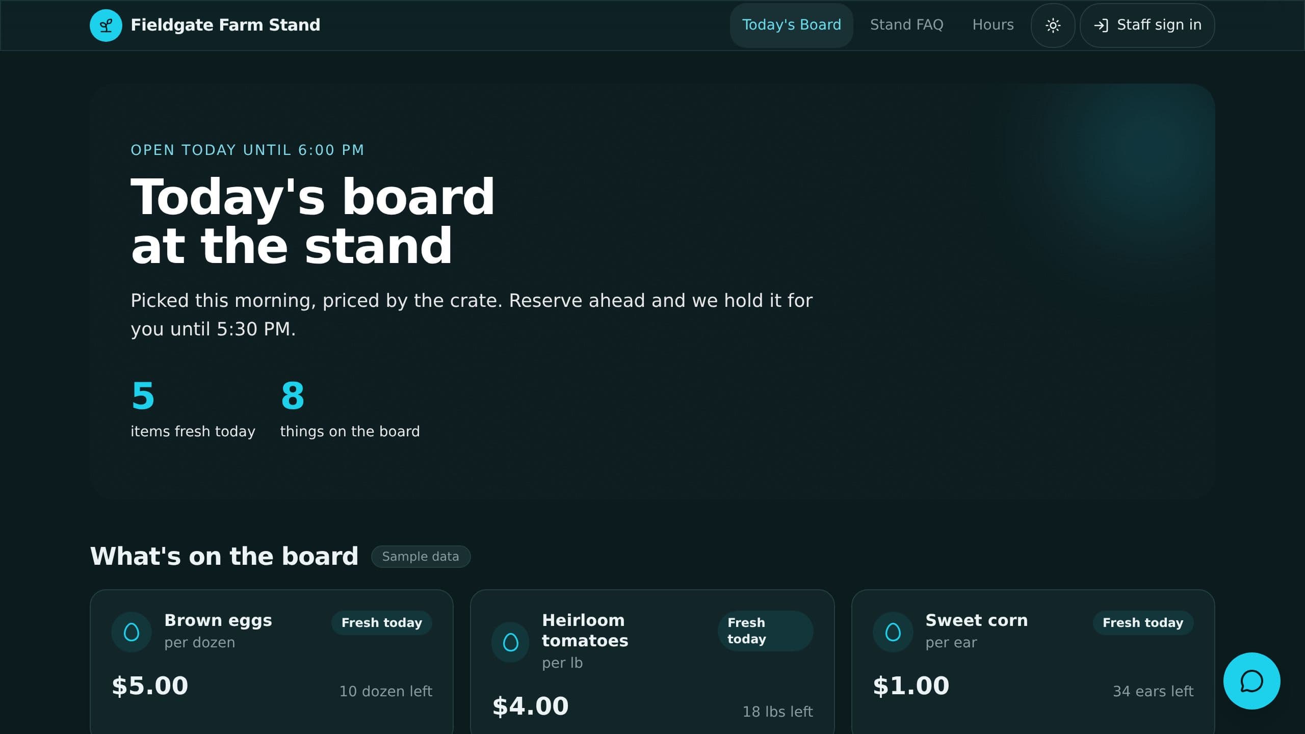 Farm Stand Website preview