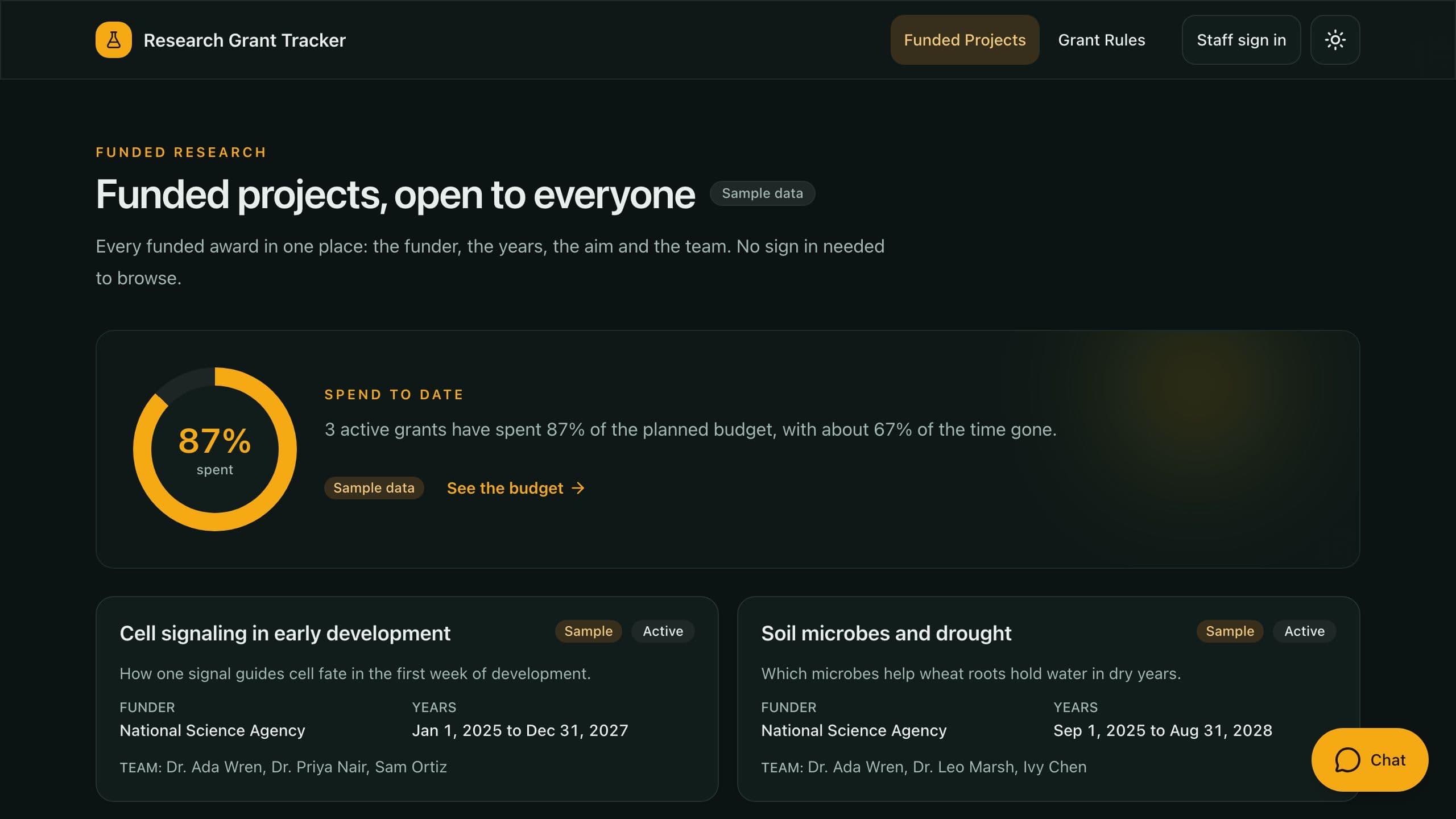 Research Grant Tracker preview