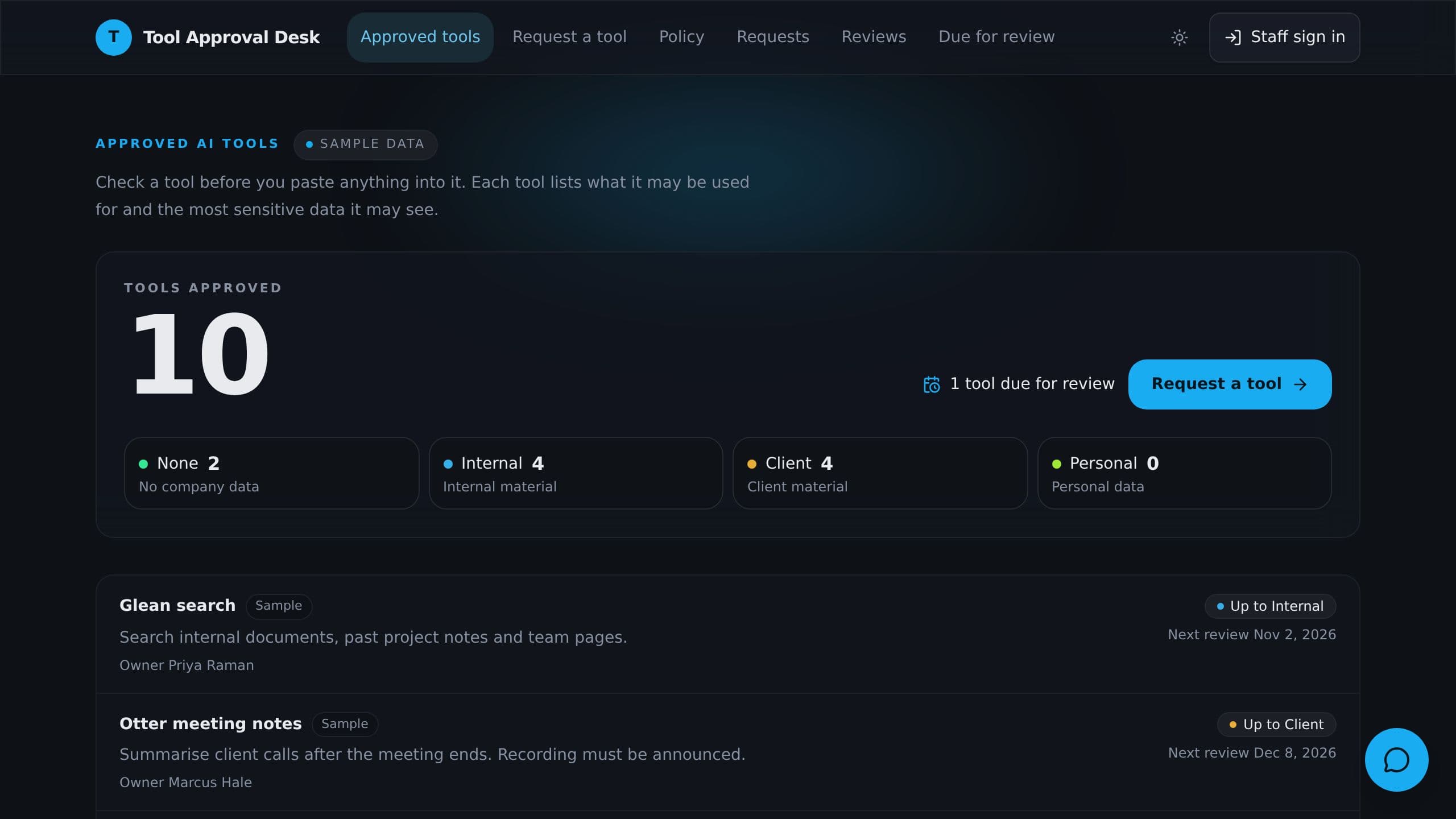 Tool Approval Desk preview