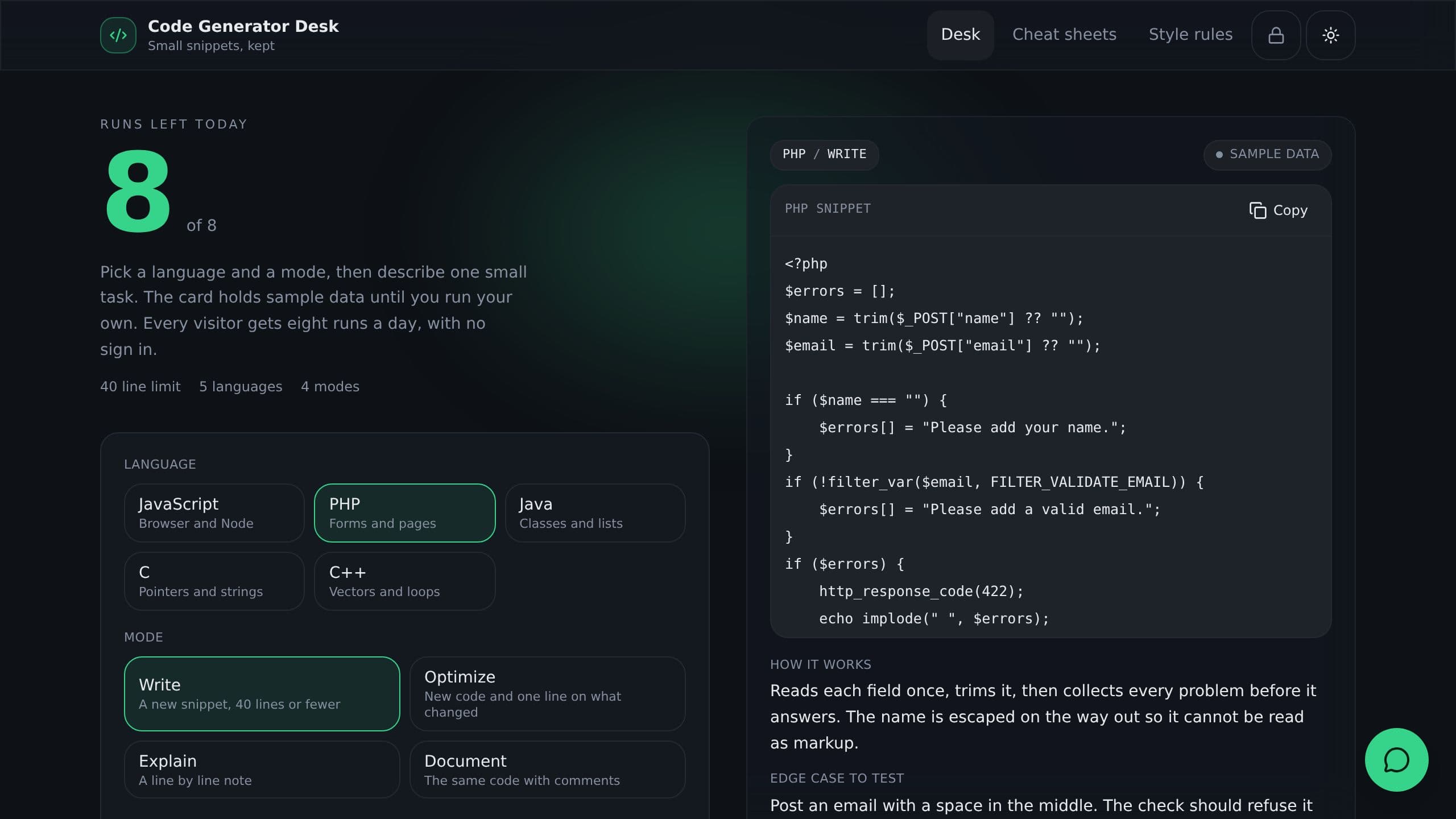 Code Generator Desk preview