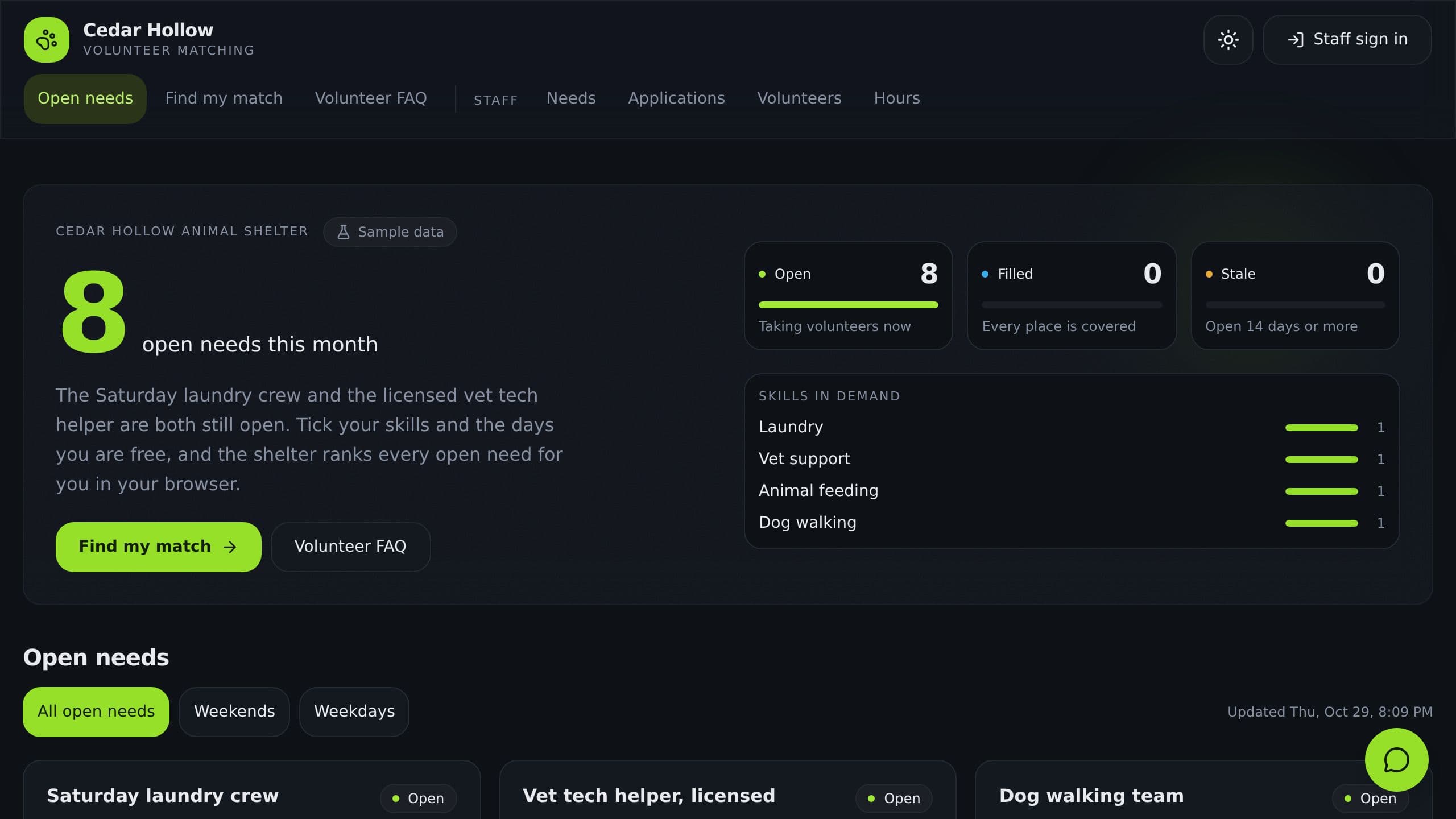 Volunteer Matching Software preview