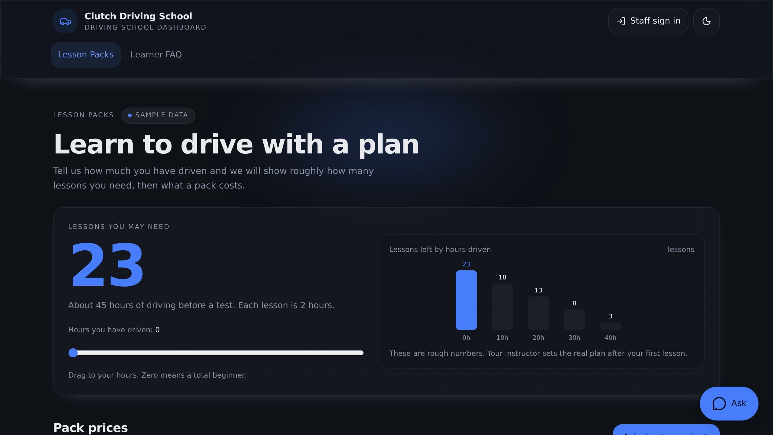 Driving School Dashboard preview