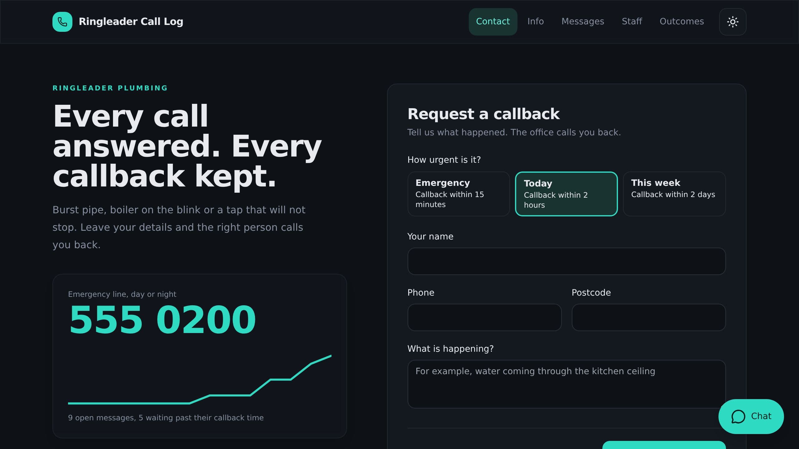 Ringleader Call Log preview