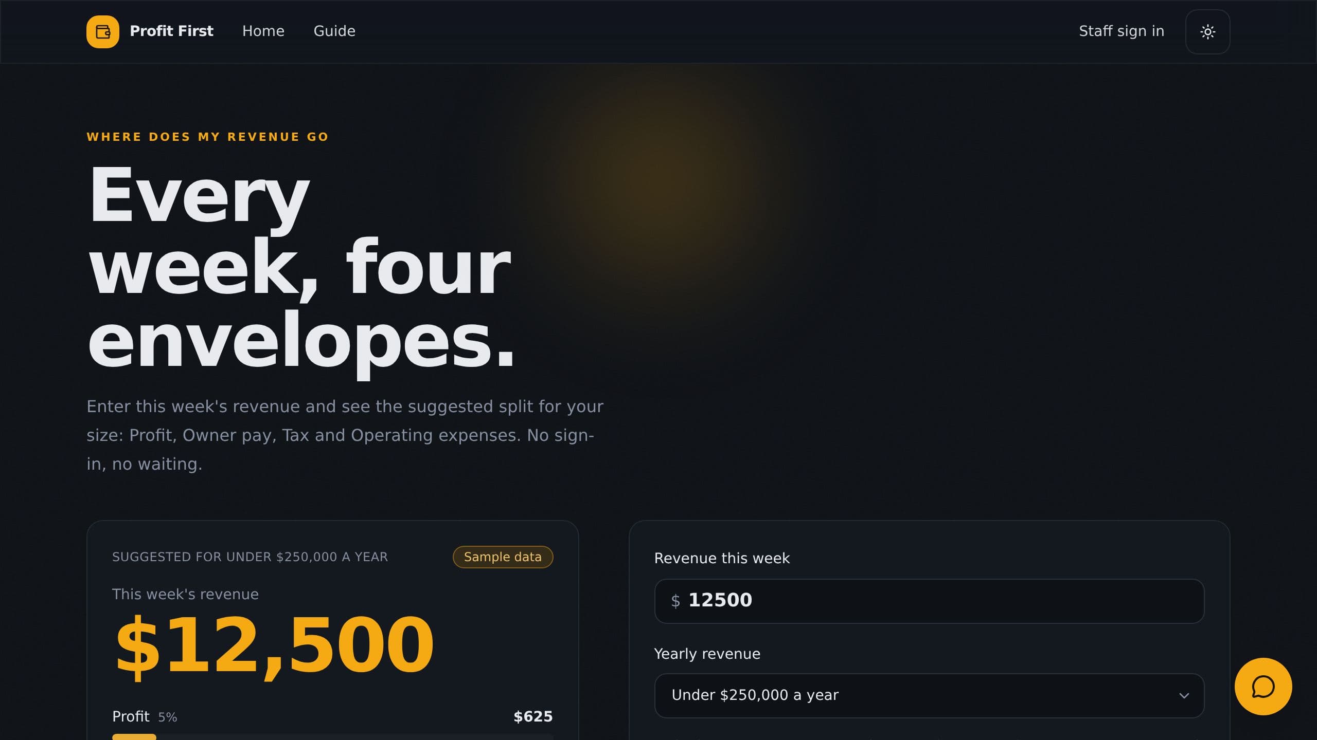 Profit First Dashboard preview