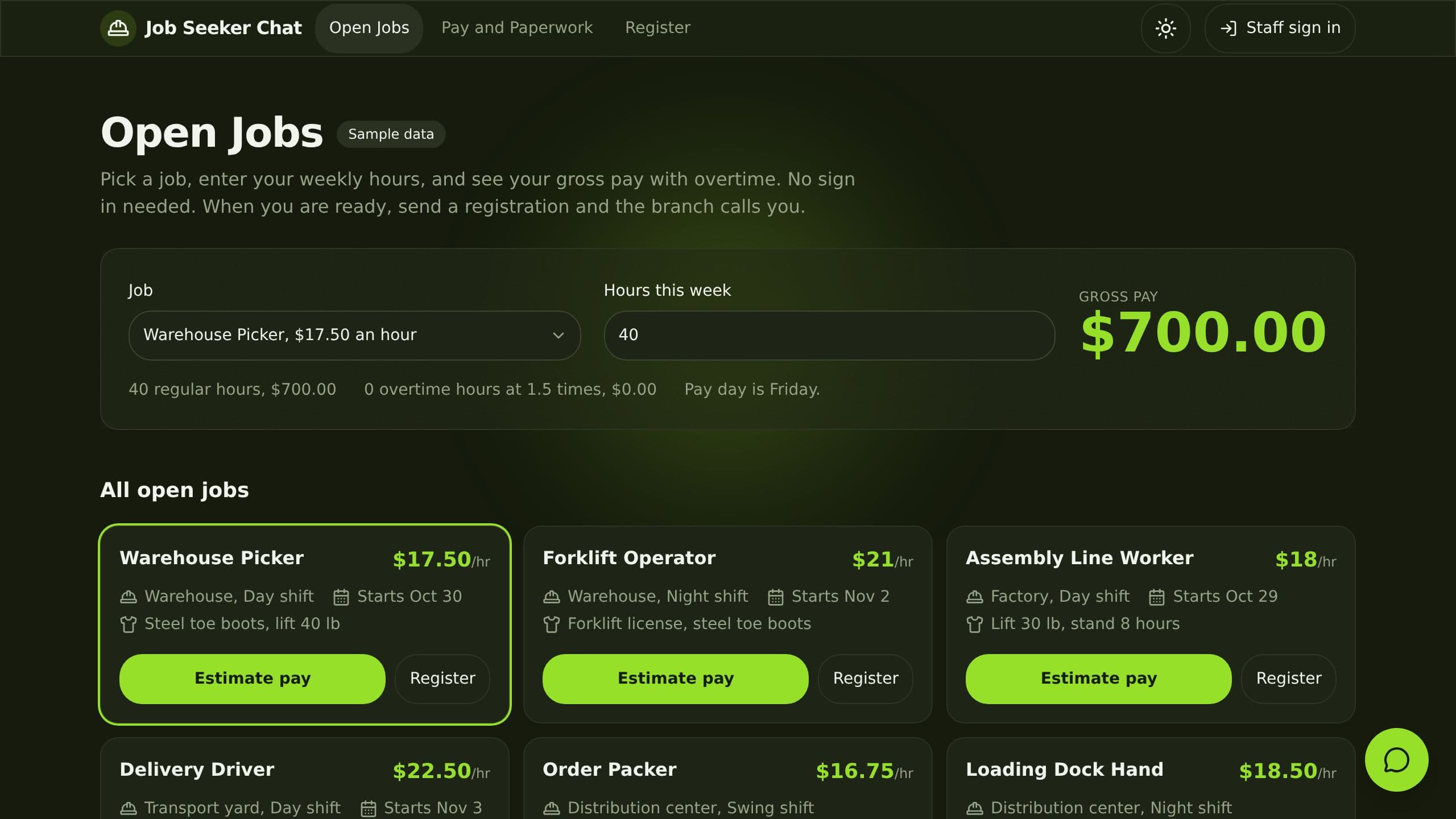 Job Seeker Chat preview