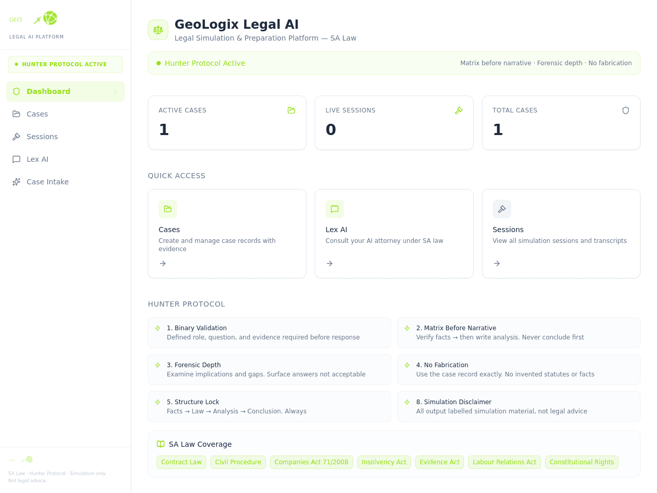 GeoLogix Legal AI — SA Law