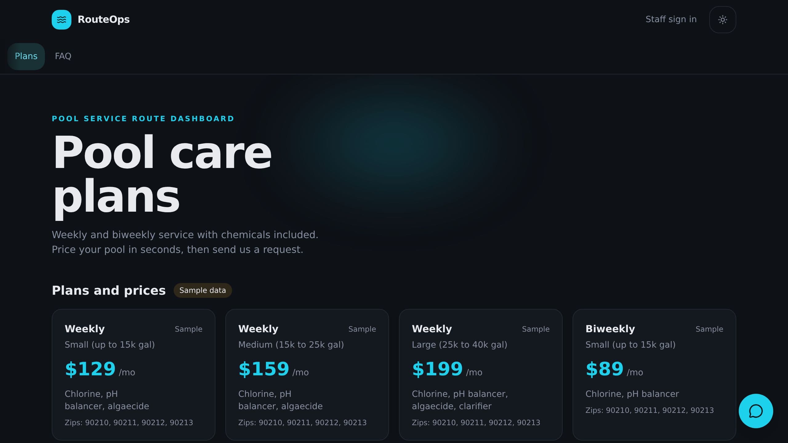 Pool Service Route Dashboard preview