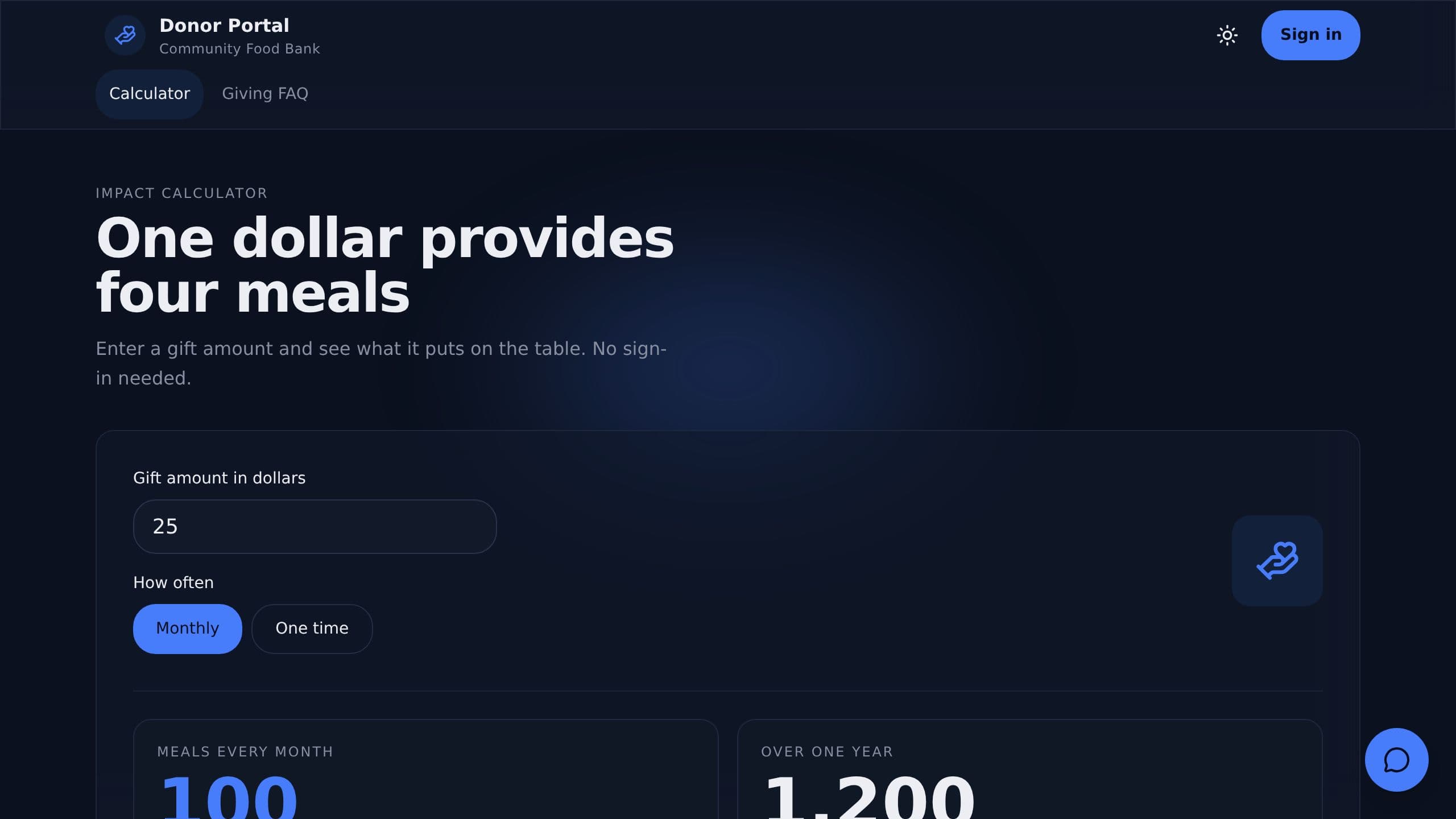 Donor Portal preview