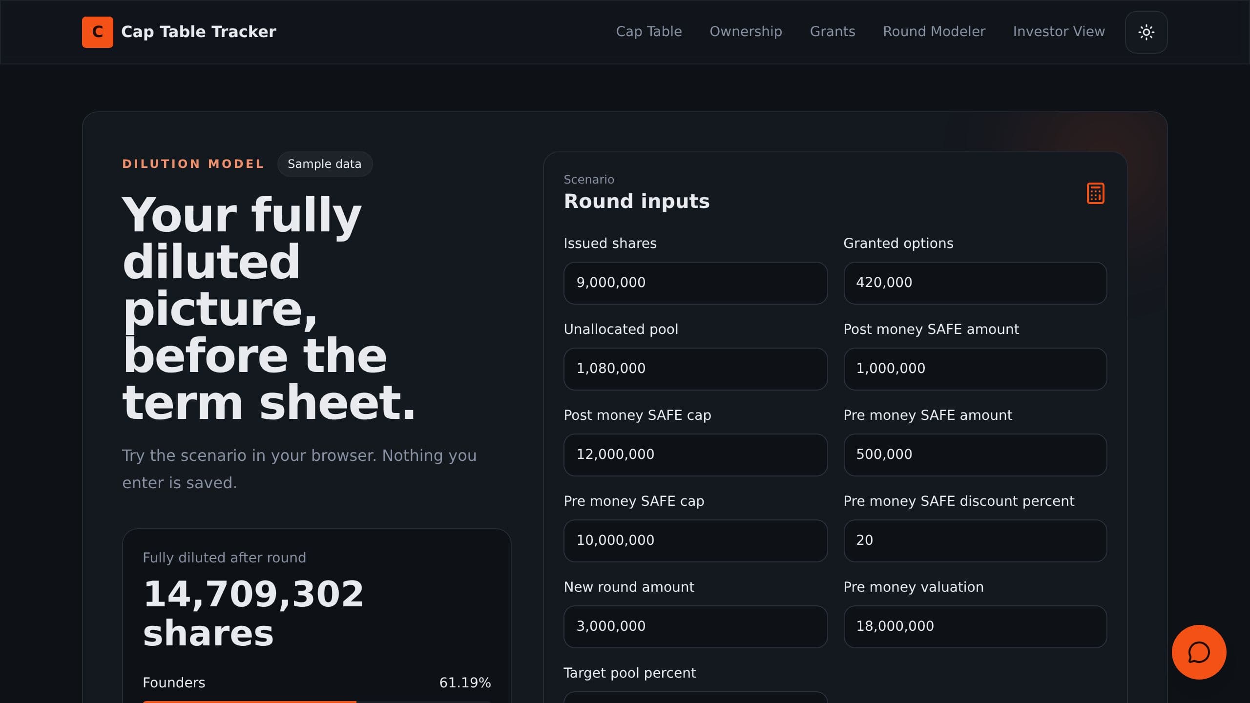 Cap Table Tracker preview