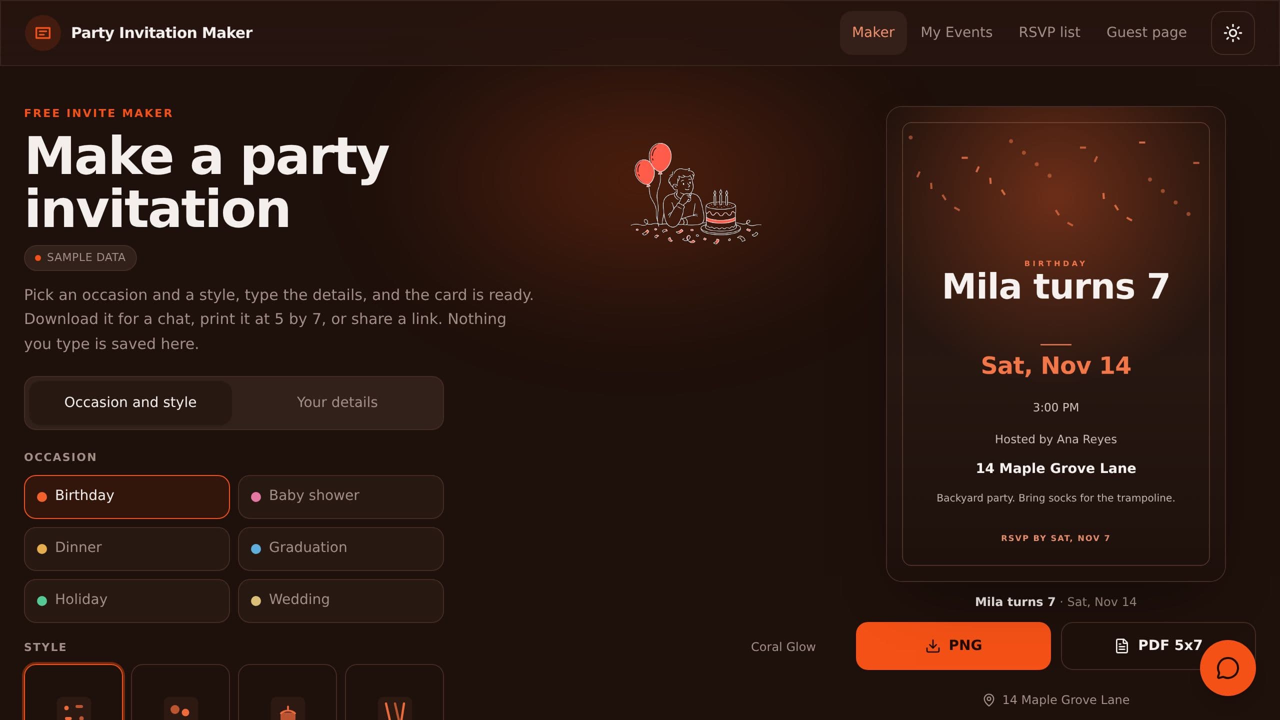 Party Invitation Maker preview