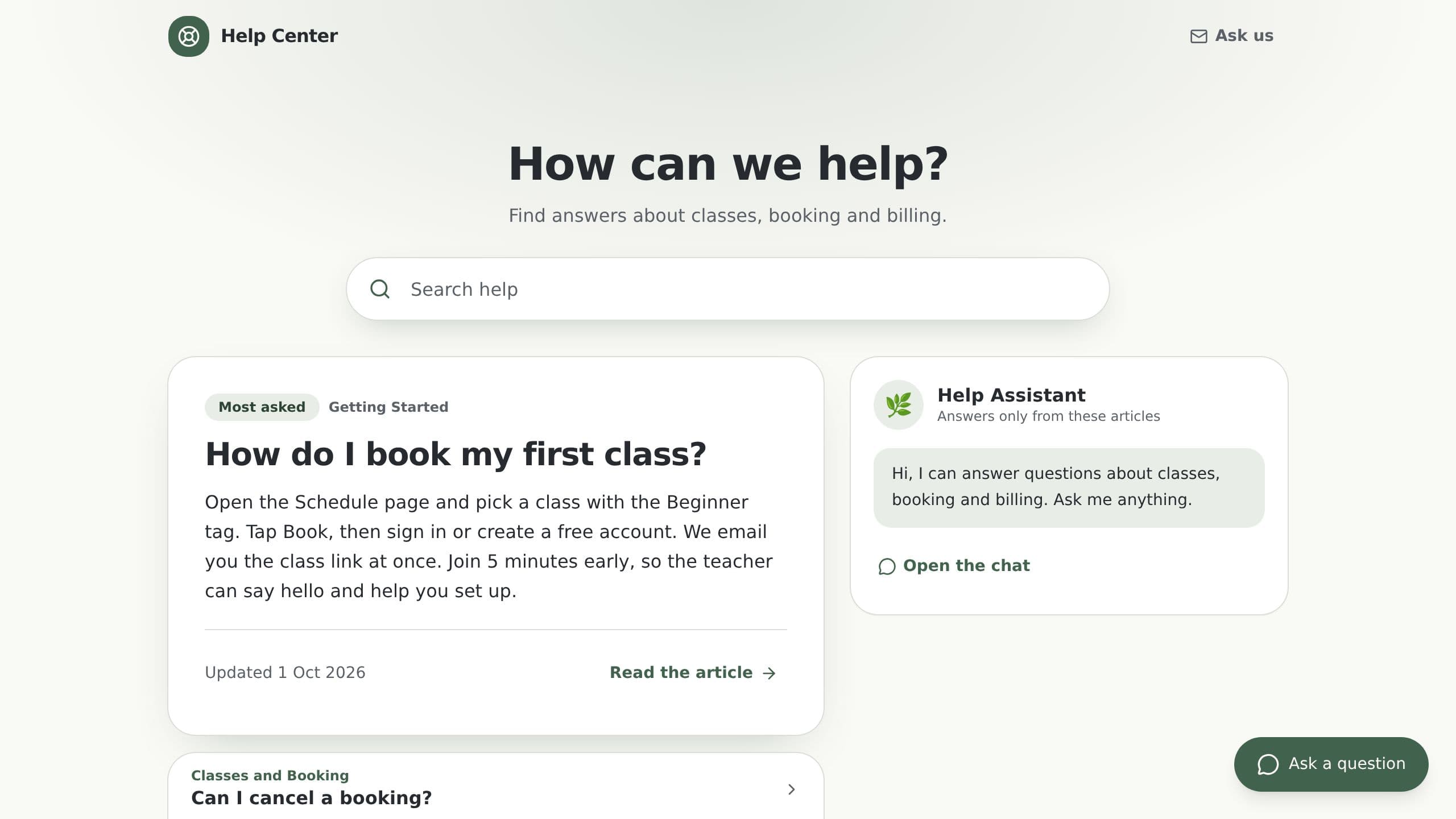 Customer Help Center with AI Answers preview