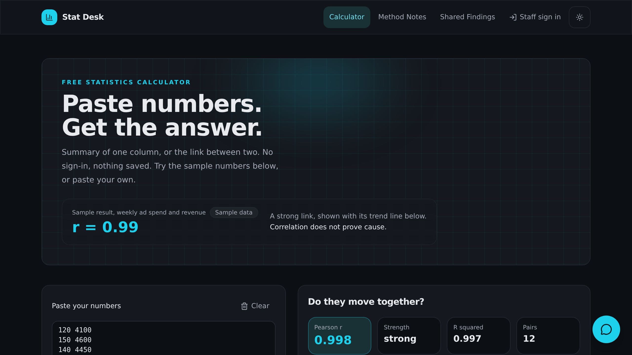 Statistical Analysis Tool preview